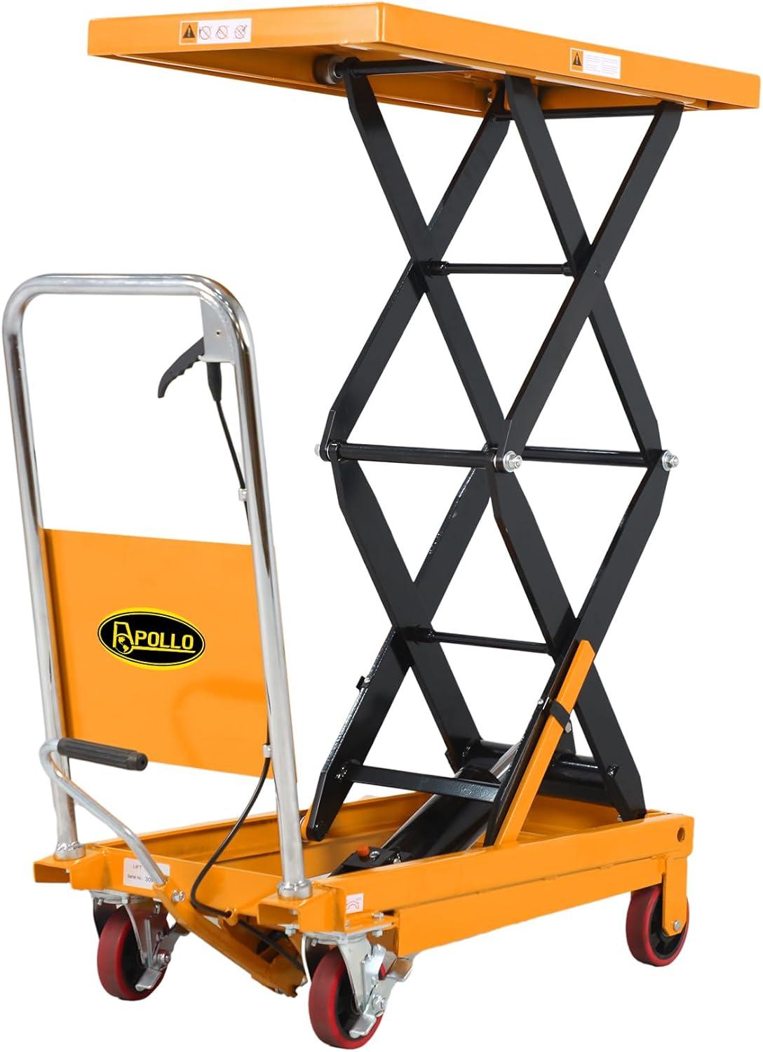 ApolloLift 330lb Yellow Steel Hydraulic Lift Table Cart with 43" Lift