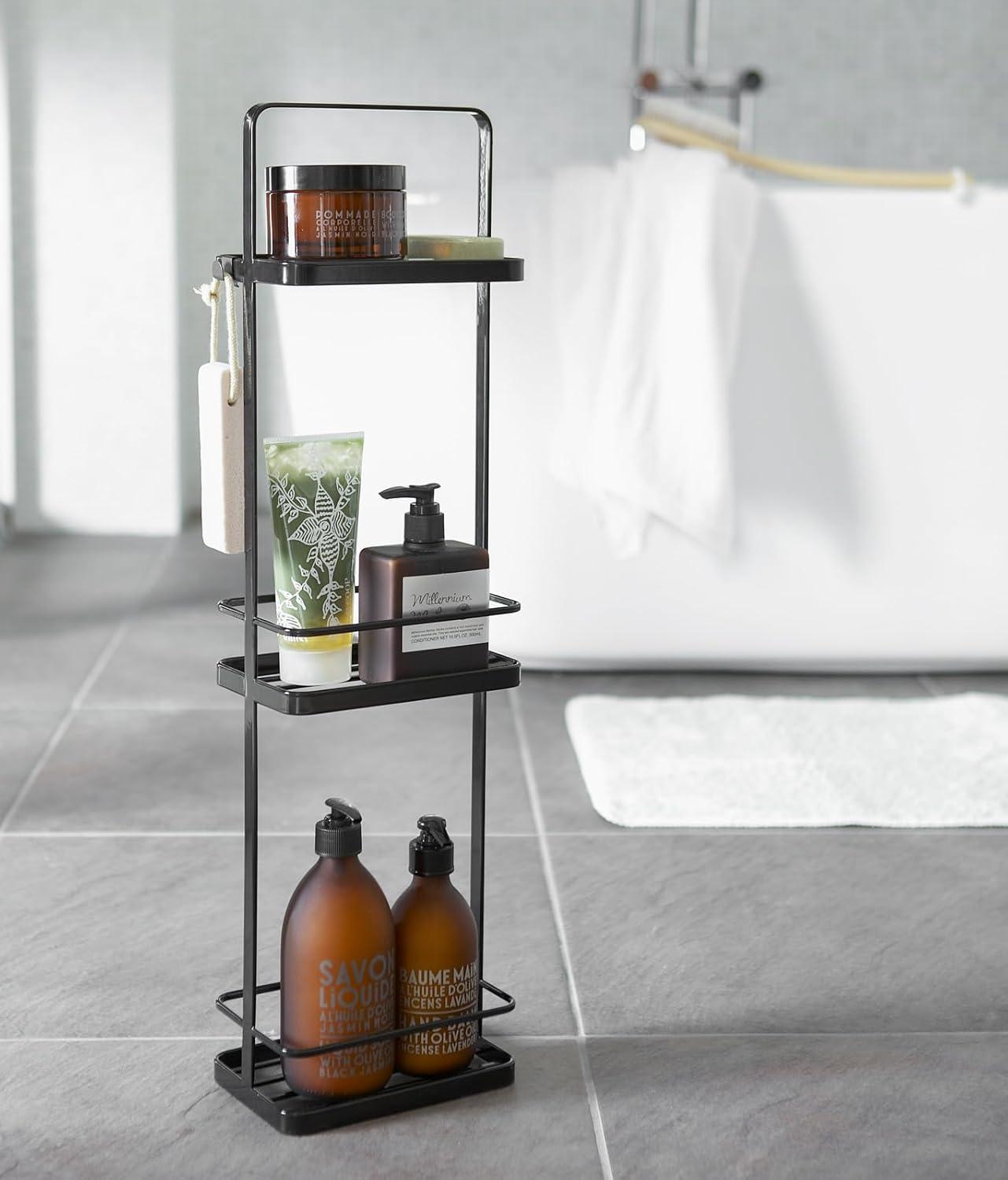 Tower Yamazaki Home Wire Standing Shower Caddy With Bath Shelf Baskets, Tall, Steel, Water Resistant