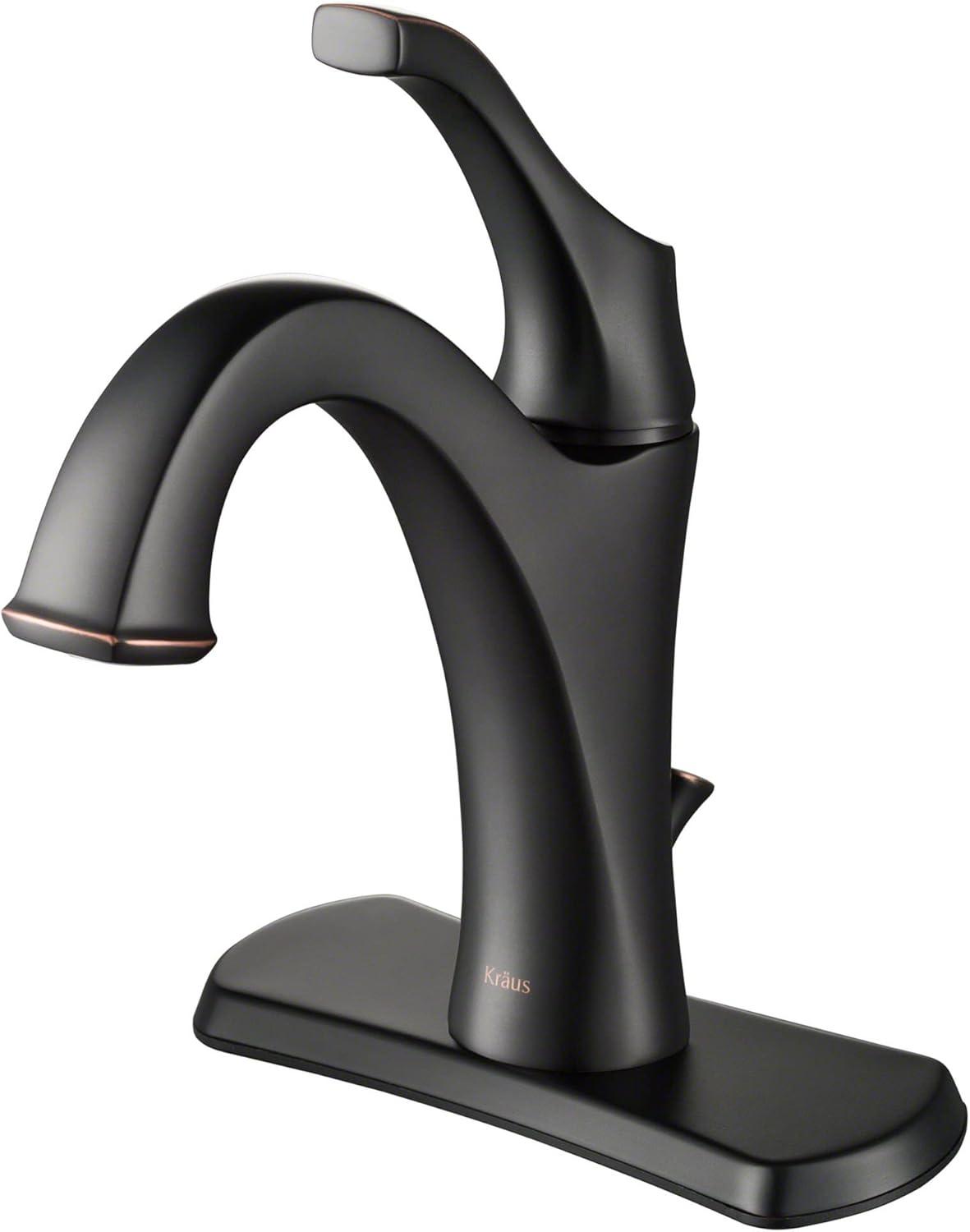 Kraus Arlo Single Hole 1-Handle WaterSense Bathroom Sink Faucet with Drain and Deck Plate