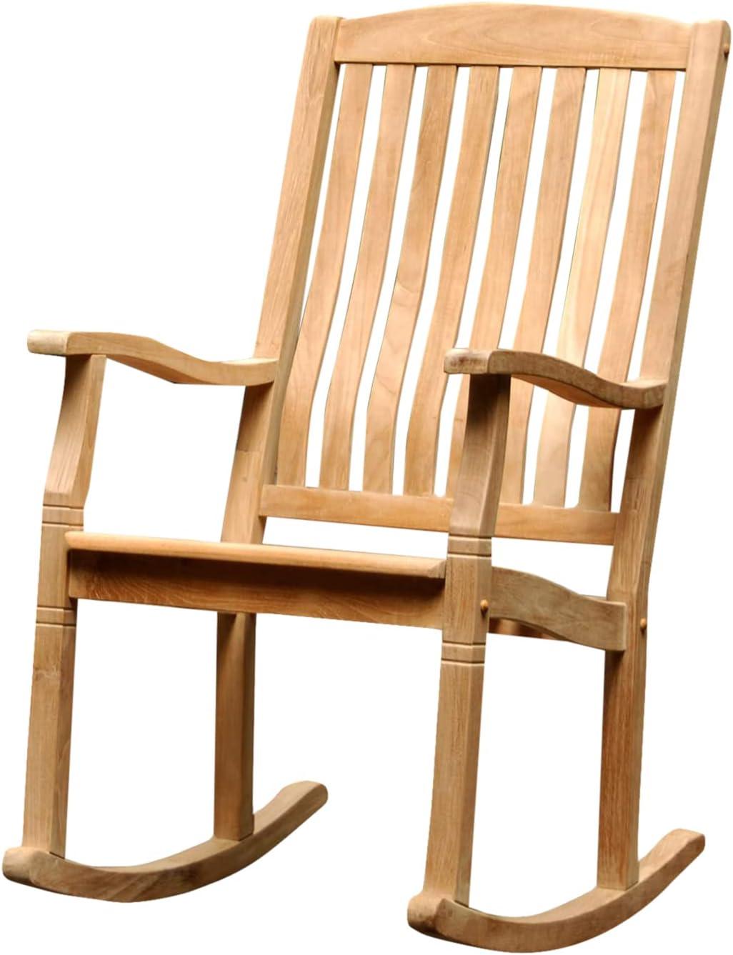 Natural Teak Wood Outdoor Rocking Chair with Arms