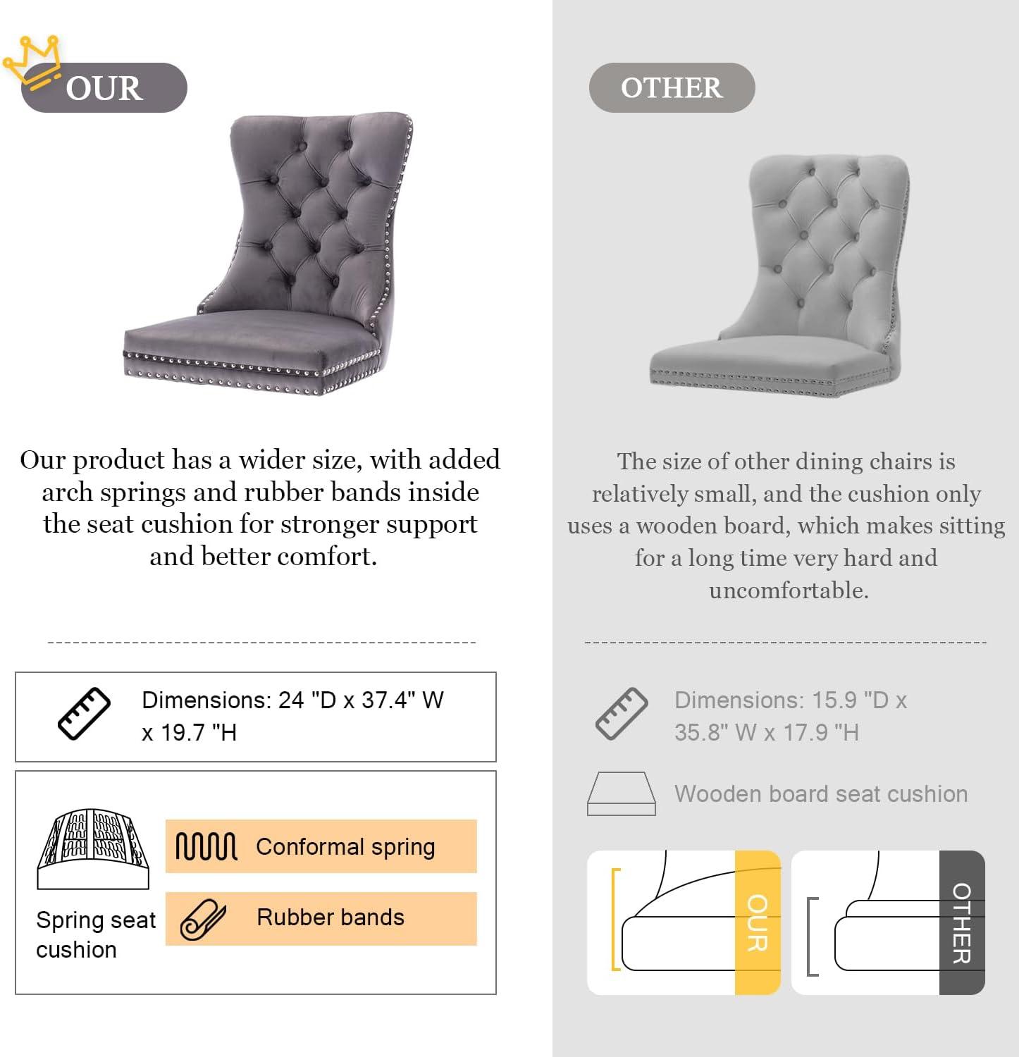 Rosdorf Park High-end Tufted Velvet Upholstered Nailhead Dining Chair