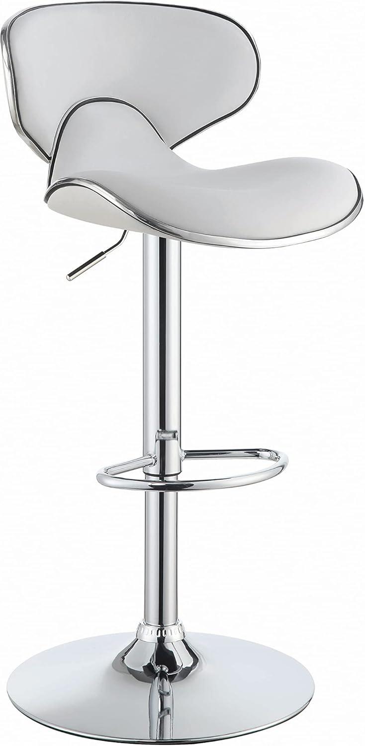 Coaster Faux Leather Upholstered Adjustable Height Bar Stool in White