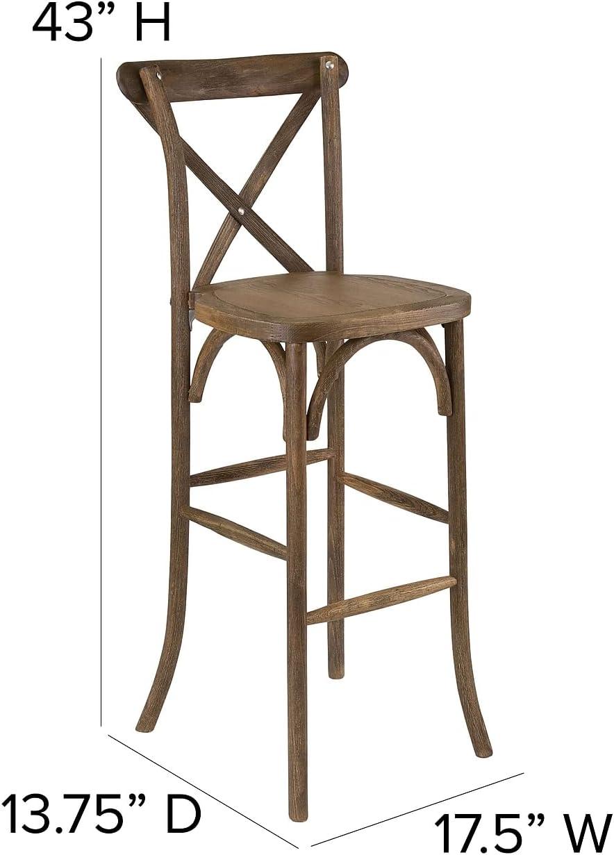 Flash Furniture HERCULES Series Dark Antique Wood Cross Back Barstool