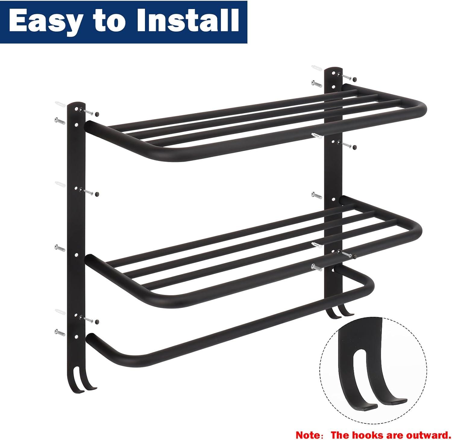 Bathroom Towel Rack, 3-Tier Towel Holder with Hooks