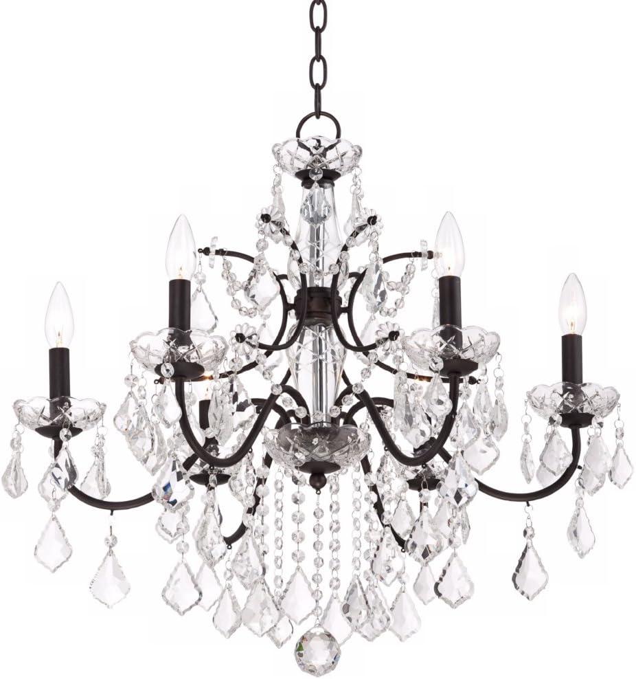 Vienna Full Spectrum DeMallo Dark Bronze Chandelier 26" Wide French Scroll Arm Clear Crystal 6-Light Fixture for Dining Room Home Foyer Kitchen Island