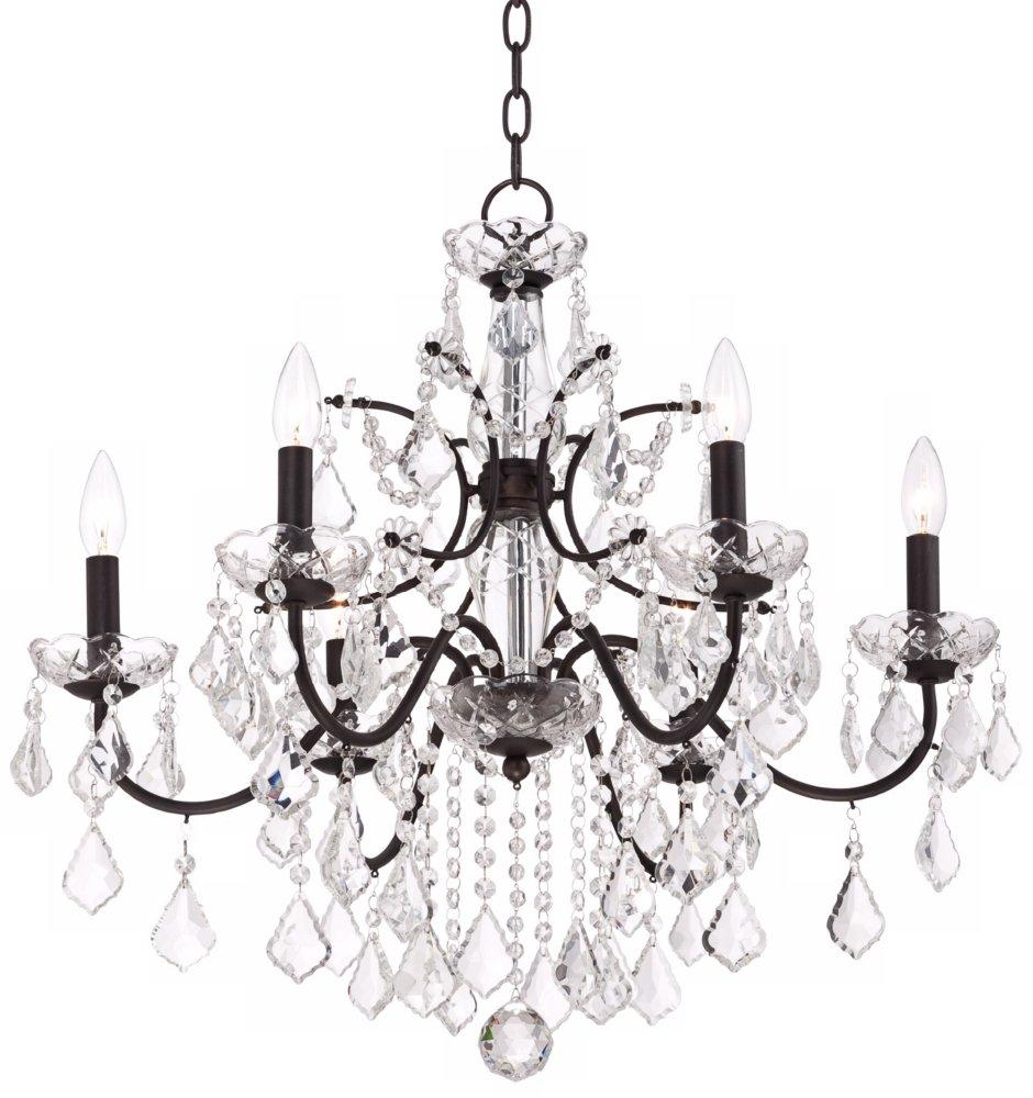 Vienna Full Spectrum DeMallo Dark Bronze Chandelier 26" Wide French Scroll Arm Clear Crystal 6-Light Fixture for Dining Room Home Foyer Kitchen Island