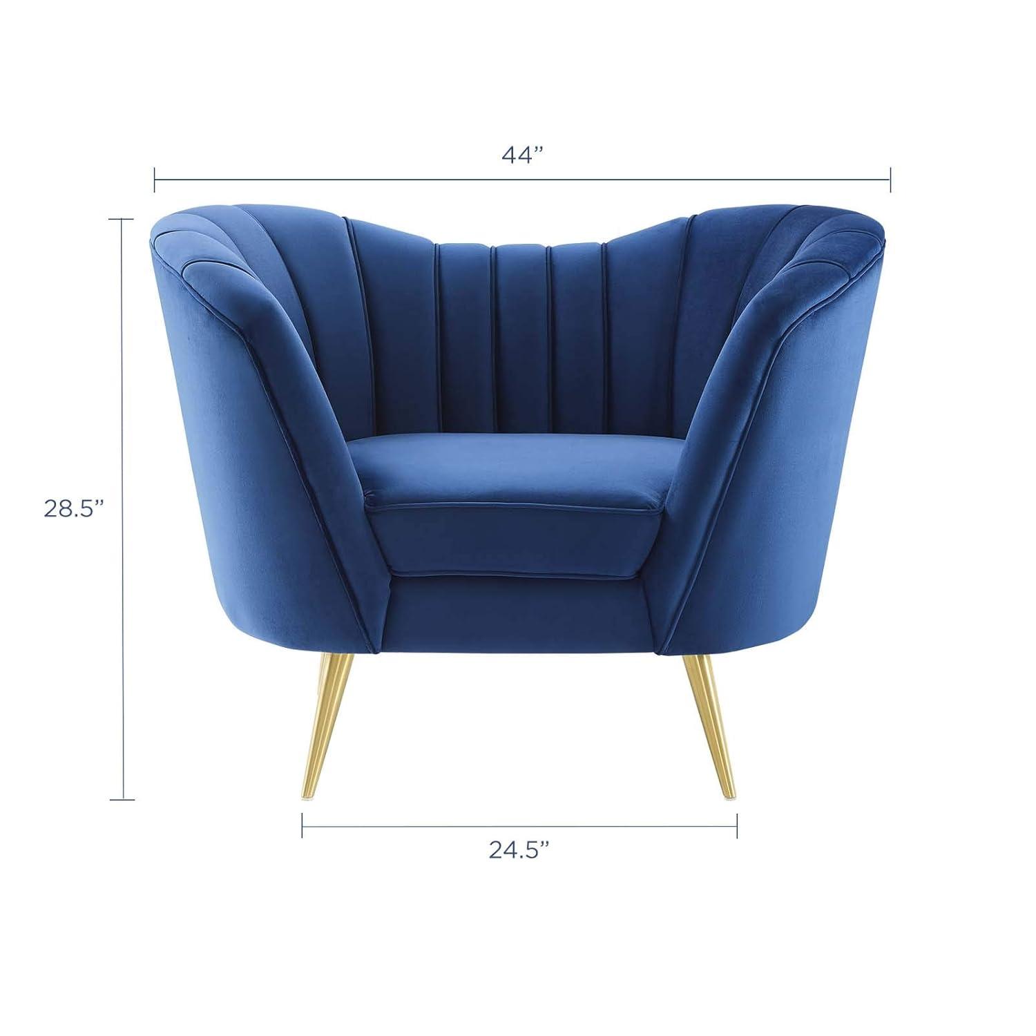 Modway Opportunity Modern Performance Velvet Armchair in Navy Finish