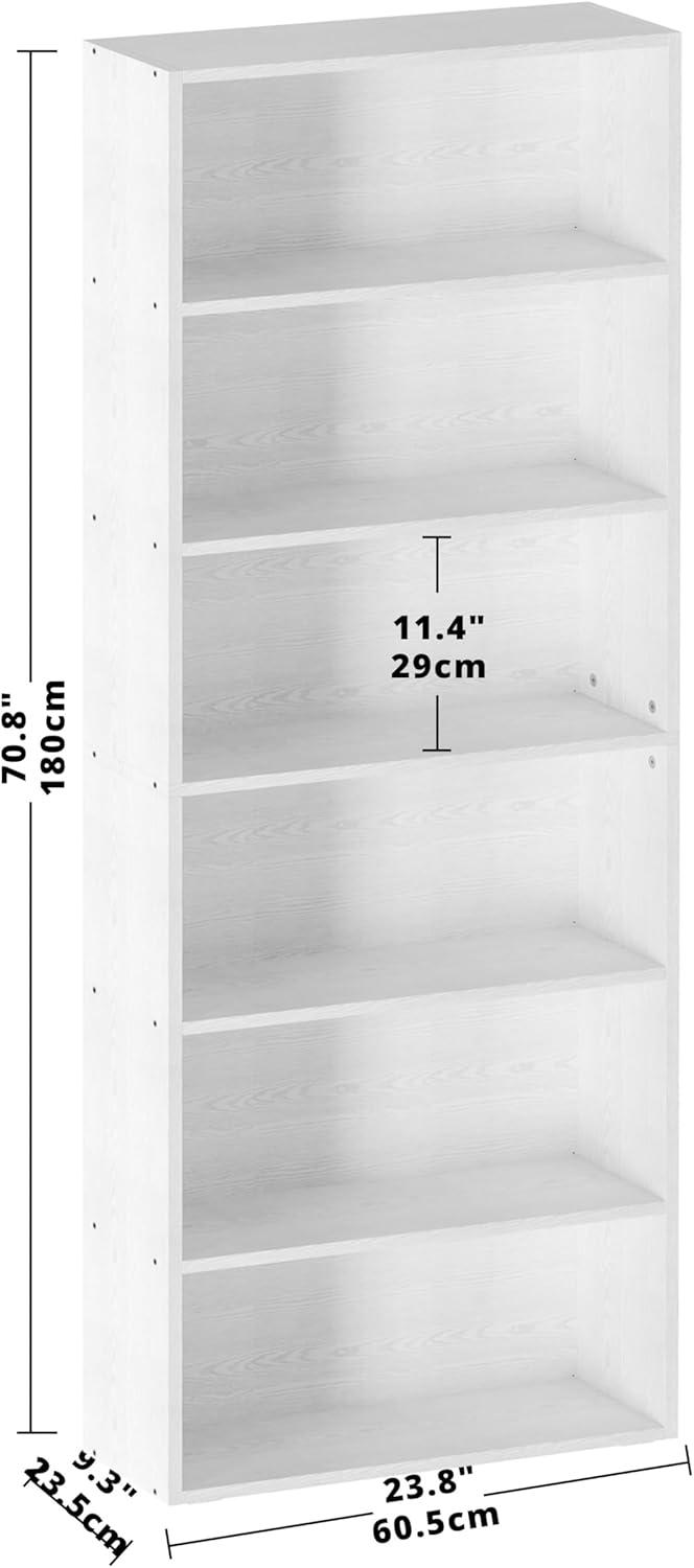 IRONCK Bookshelves Floor Standing 6 Tier 70in Tall for Home Office, White