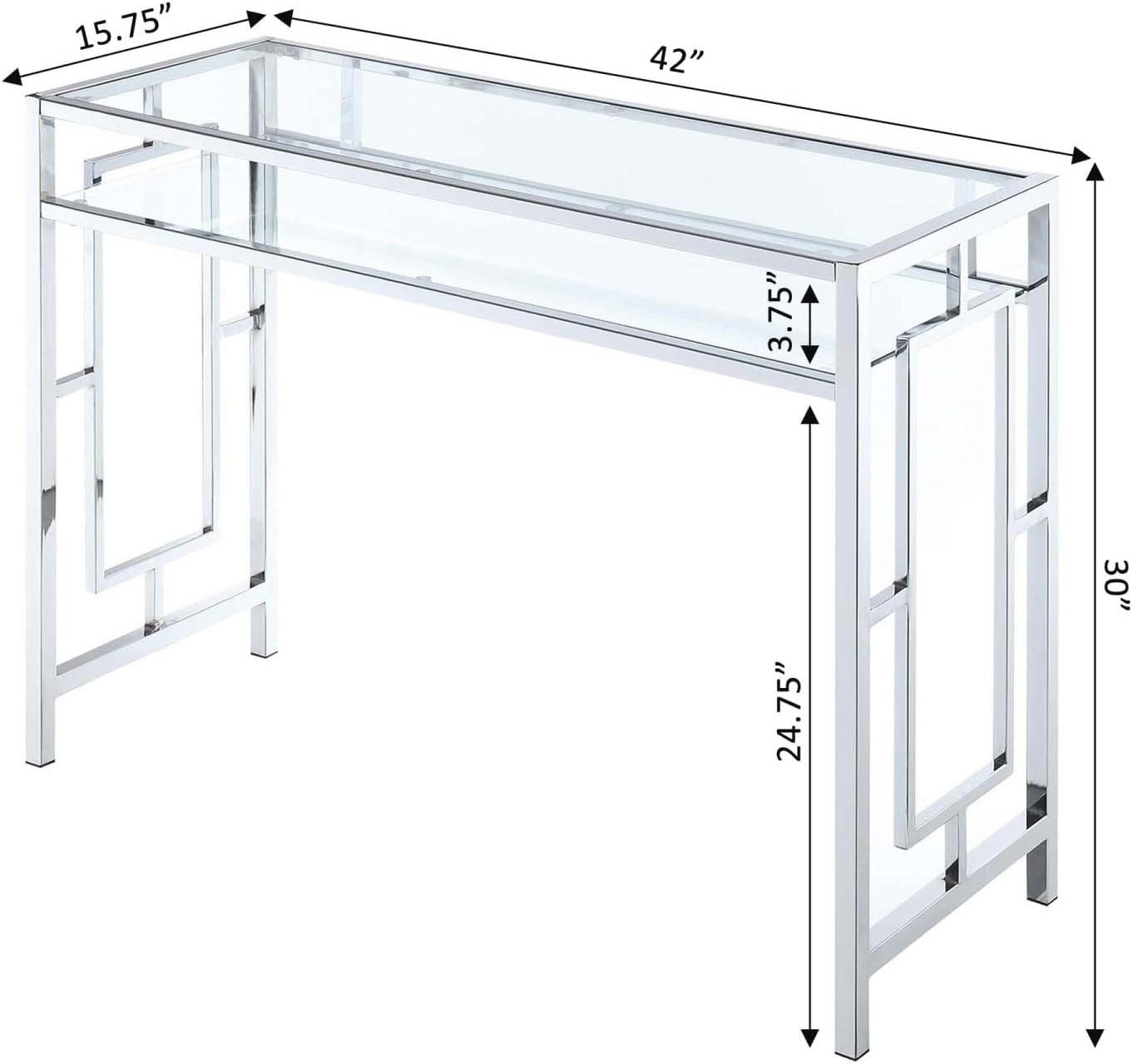 Convenience Concepts Town Square Chrome Desk With Shelf