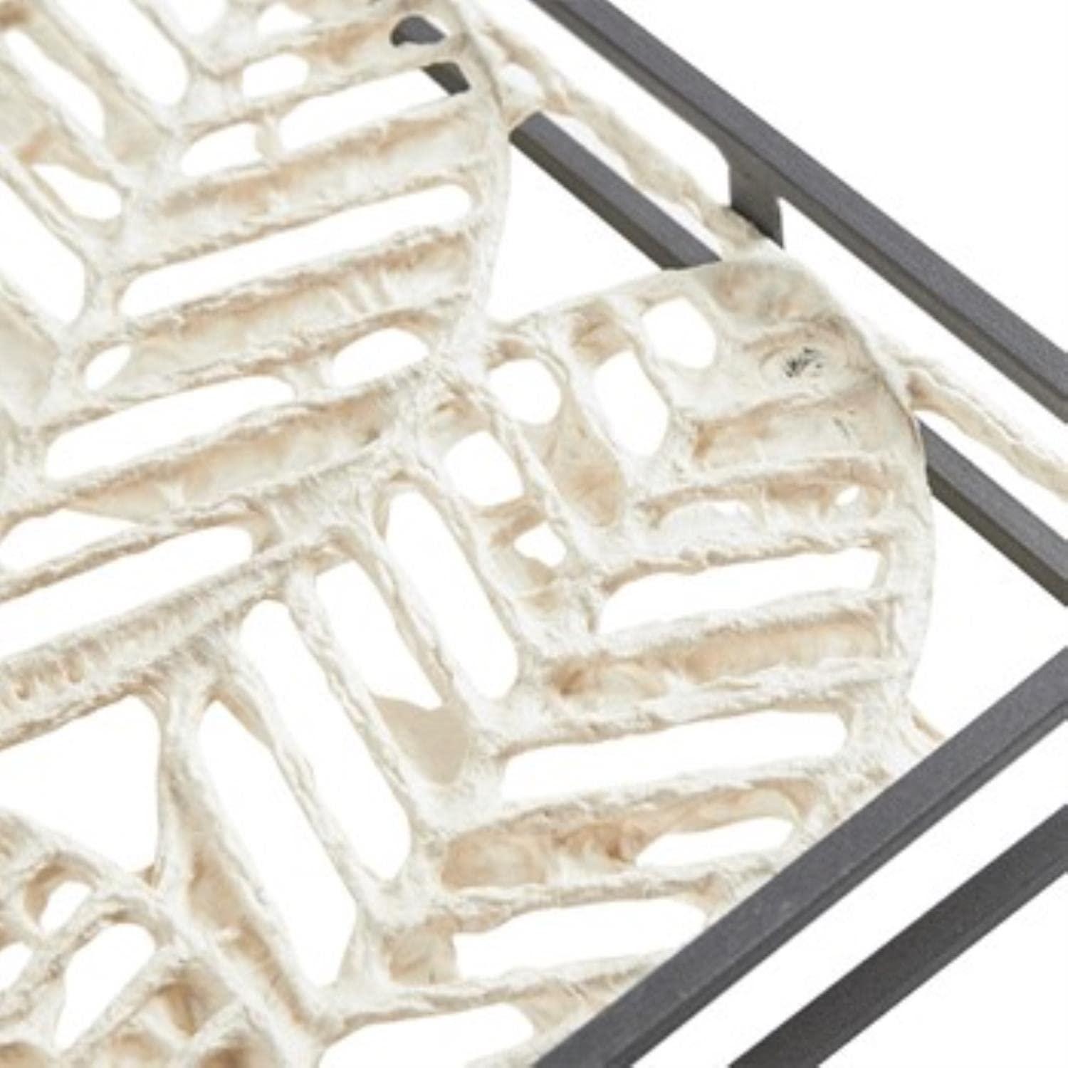32" x 16" Paper Cloaked Leaves Unframed Wall Decor Natural: Madison Park Etched Botanical Artwork, Molded Hanger