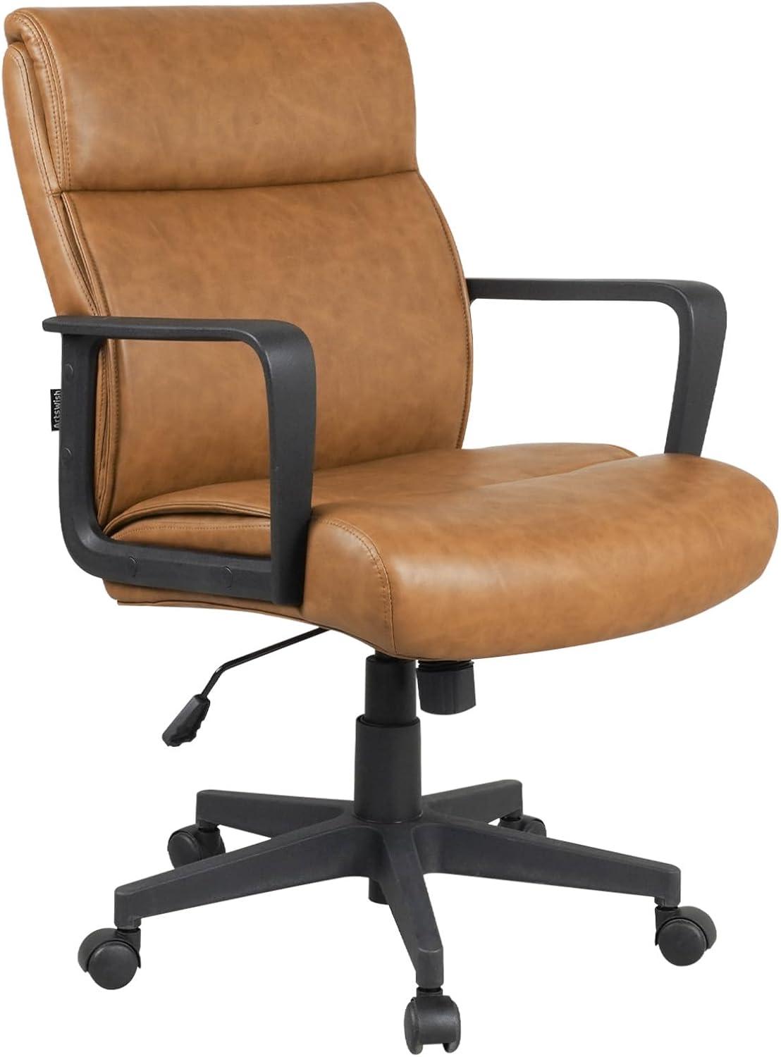 Brown Faux Leather Mid-Back Executive Office Chair