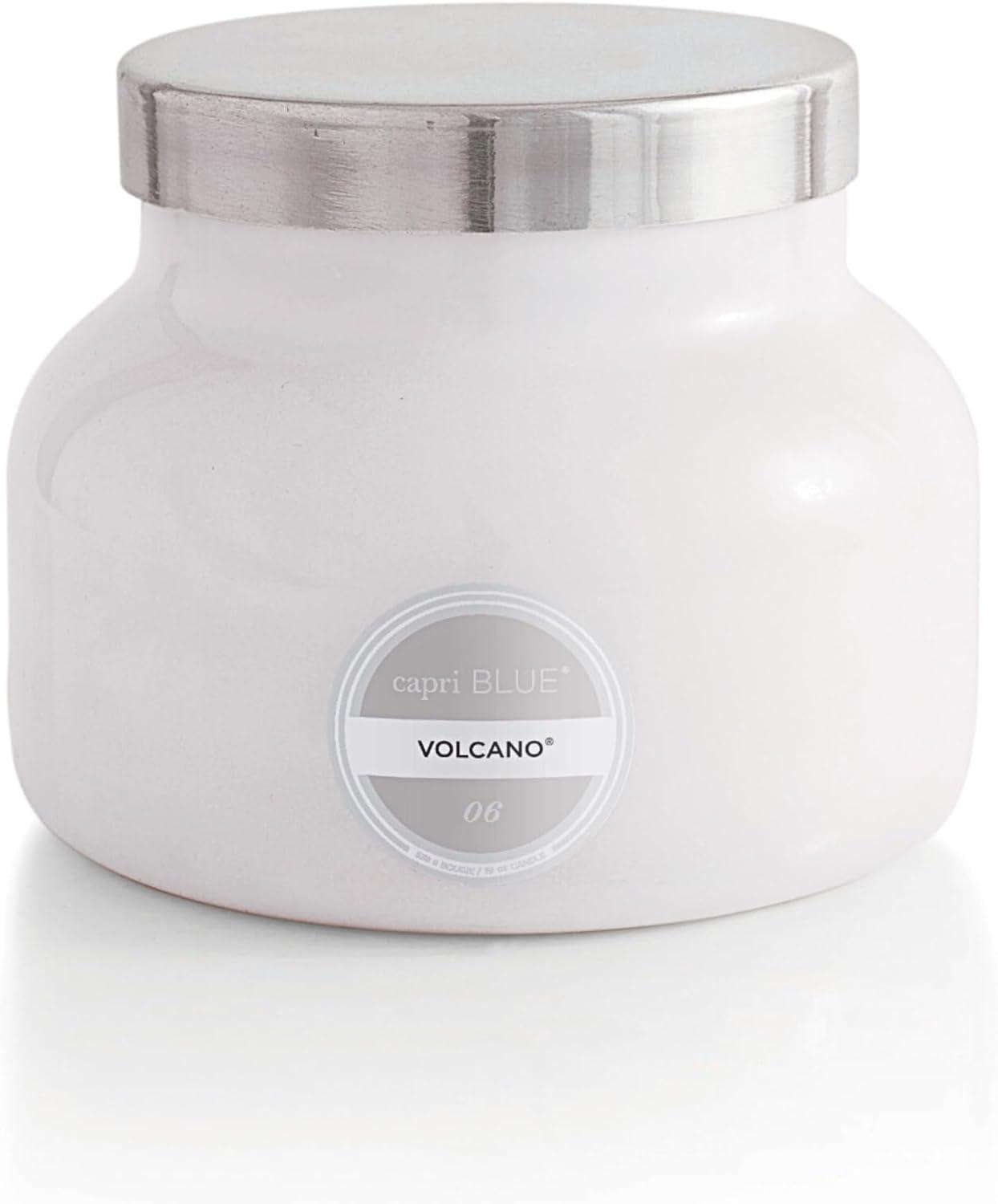 Volcano Scented Crystal Embellished White Round Candle