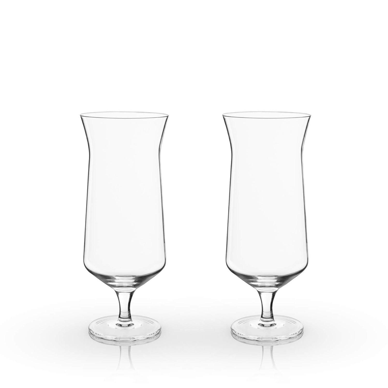 Viski Raye Angled Crystal Hurricane Glasses (Set of 2)