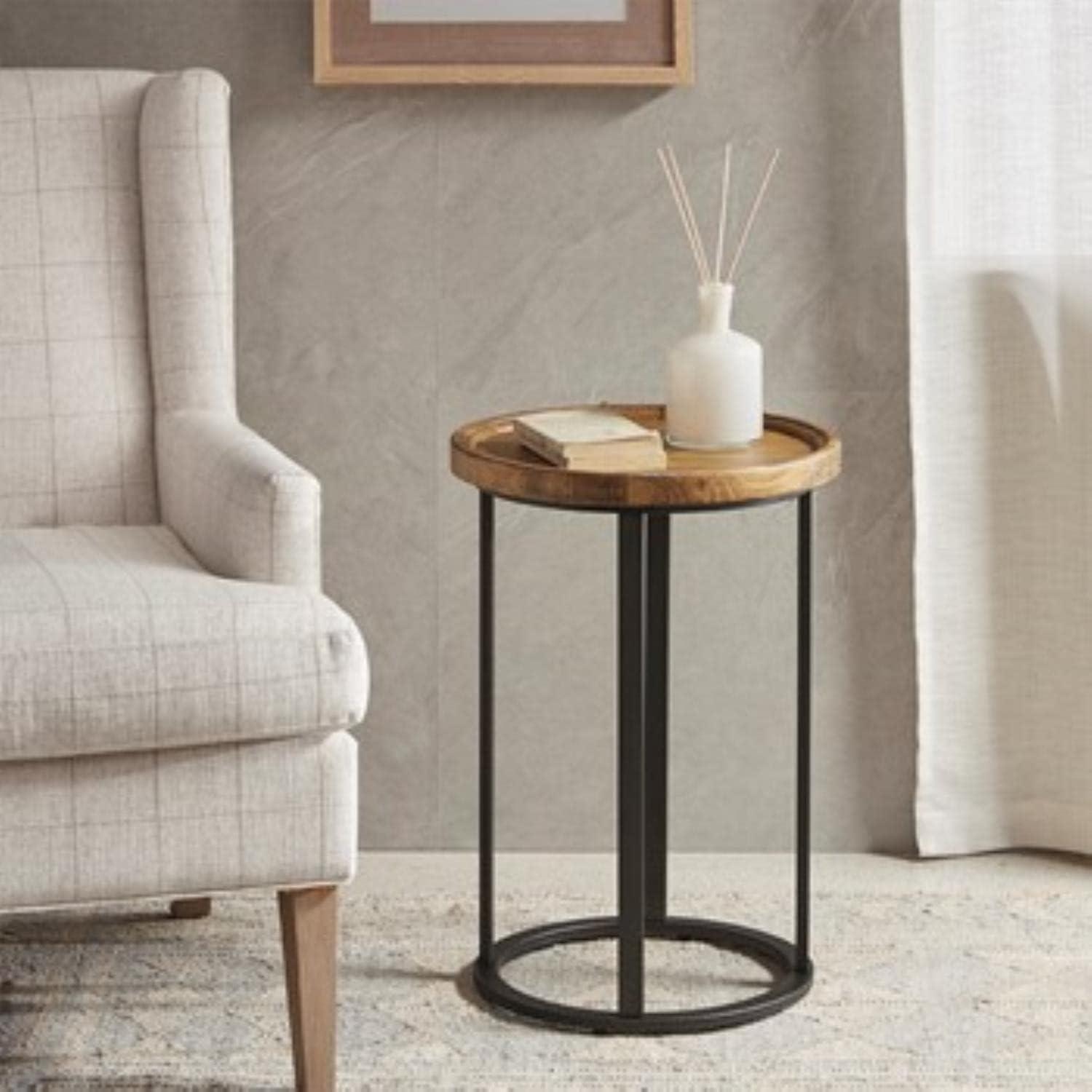 Irisa Round Reclaimed Oak and Iron Accent Table