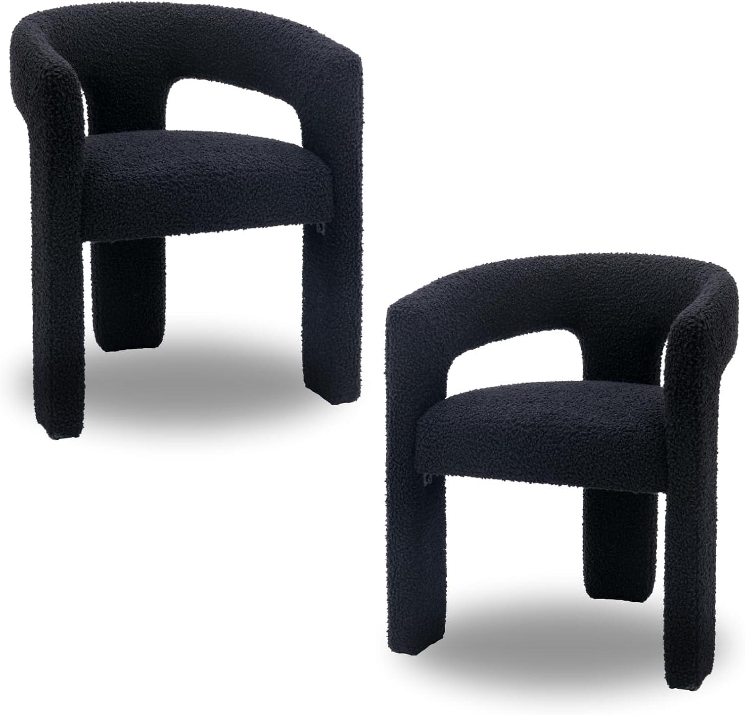 wahson office chair Modern Dining Chairs Barrel Dining Chair Upholstered Dining Room Chair with Arm Comfy Accent Side Chair for Dining Room/Living Room (Set of 2)