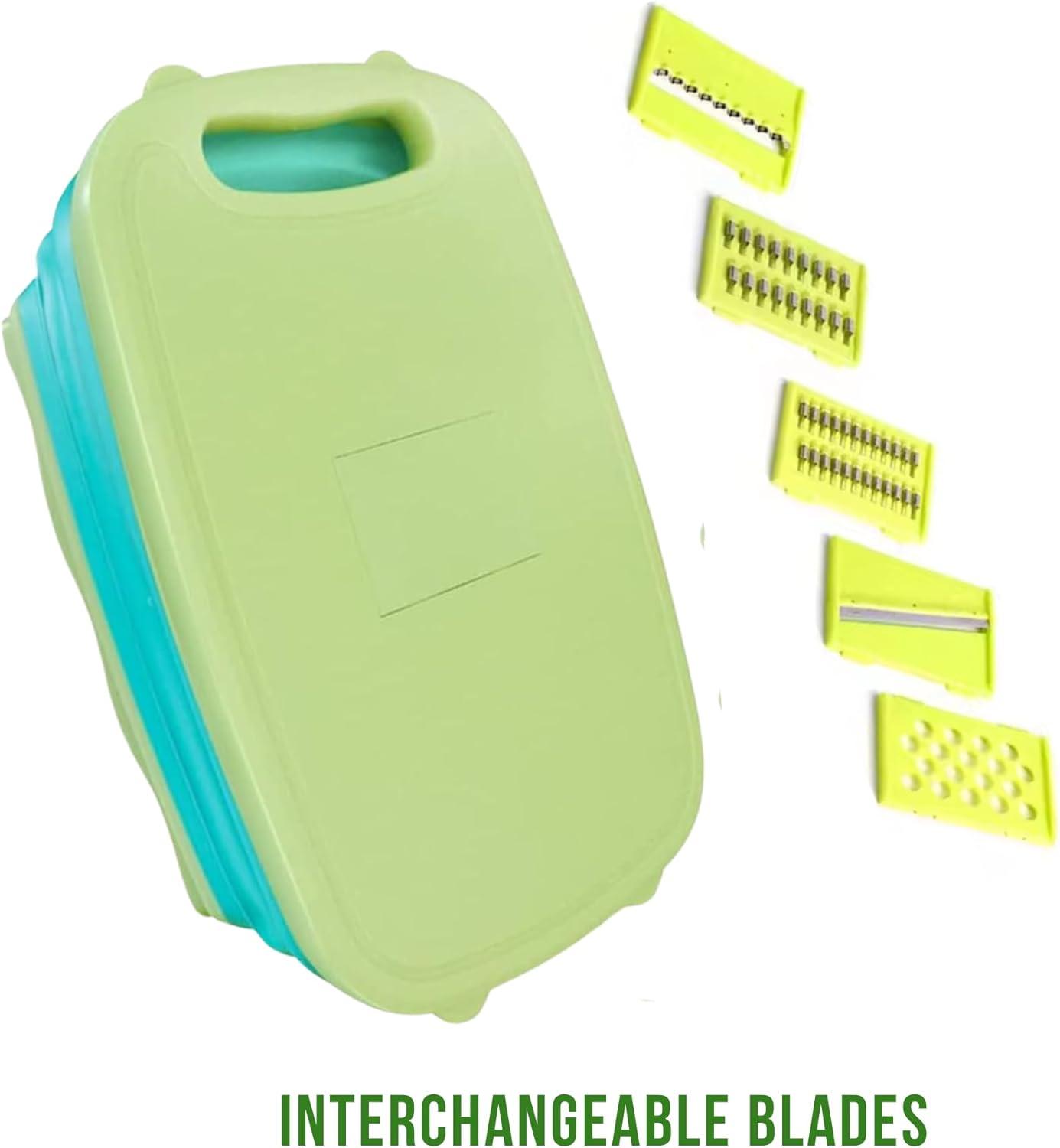 R&M HOME Green Plastic Multi-Functional Folding Cutting Board, 9-in-1 with Grating, Chopping, Slicing, Cutting, and Washing Functions for Vegetables and Fruits, Knife-Safe, Perfect for Kitchen.
