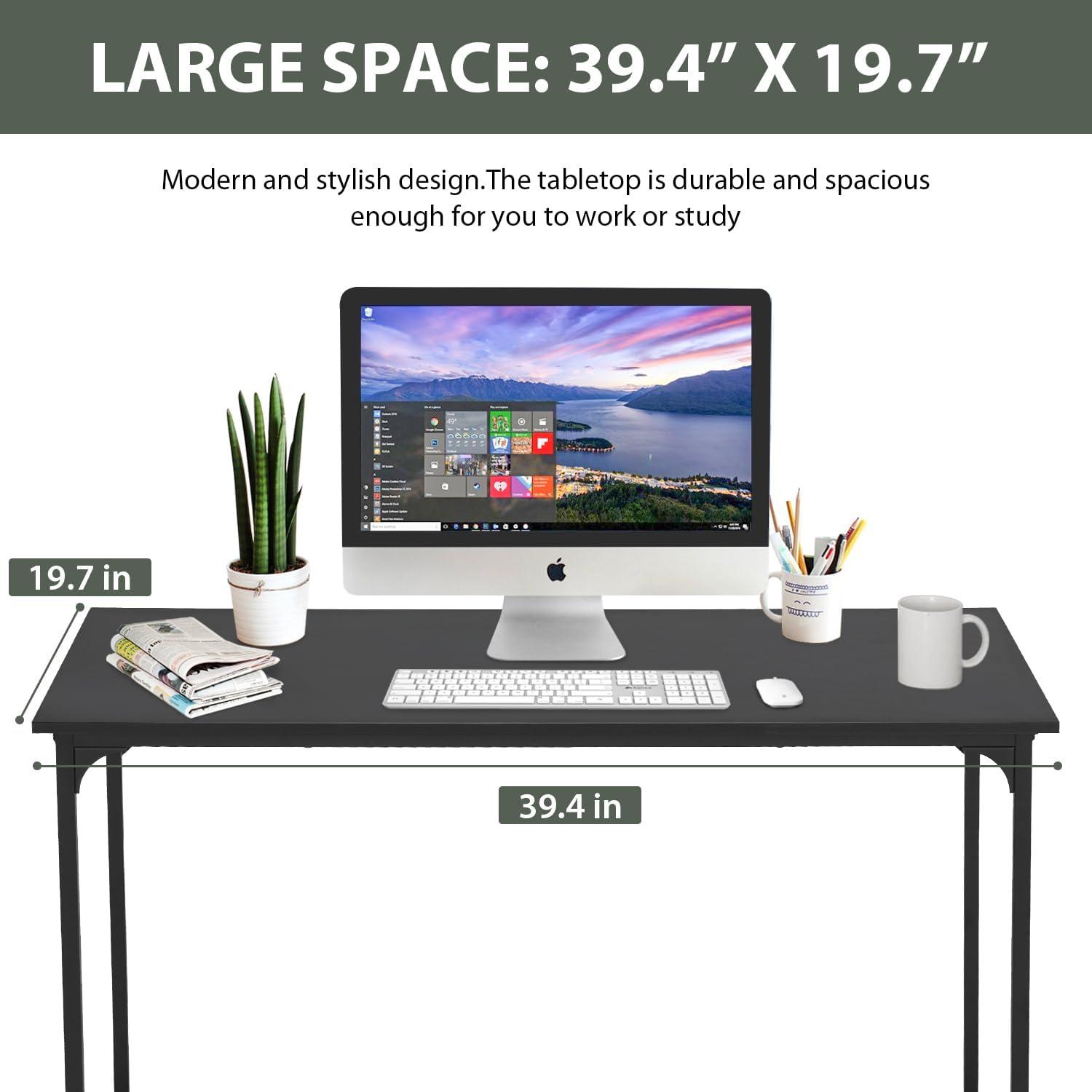 Computer Desk 39/47 inches Writing Desk Home Office Study Workstation Modern PC Laptop Sturdy Simple Gaming Desk with Metal Frame