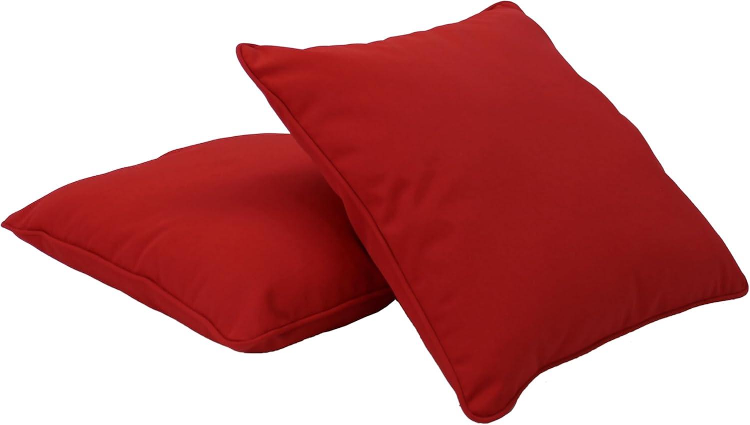 Factory Direct Partners Presidio 15" x 15" Square Decorative Throw Pillow Set with Piping for Indoor/Outdoor Furniture; UV, Fade, Weather-Resistant Olefin Fabric (2-Pack) - Red, 13809-RD