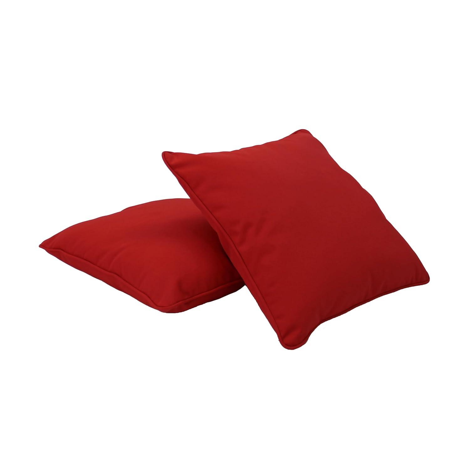 Factory Direct Partners Presidio 15" x 15" Square Decorative Throw Pillow Set with Piping for Indoor/Outdoor Furniture; UV, Fade, Weather-Resistant Olefin Fabric (2-Pack) - Red, 13809-RD
