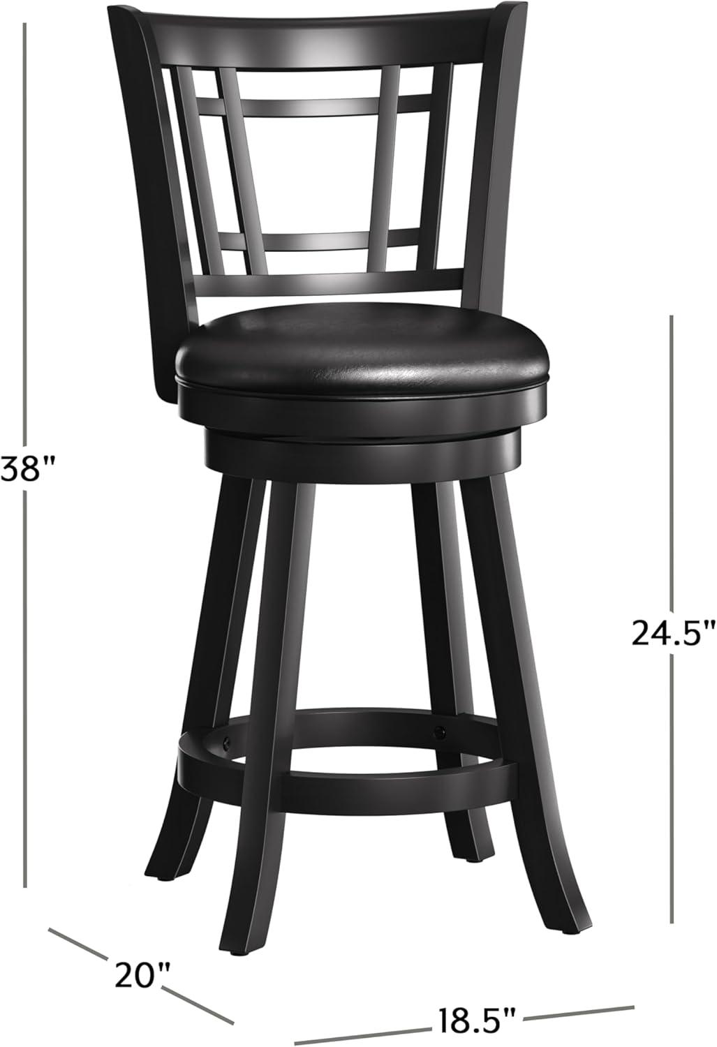 Hillsdale Furniture Fairfox Wood Counter Height Swivel Stool, Black with Black Faux Leather