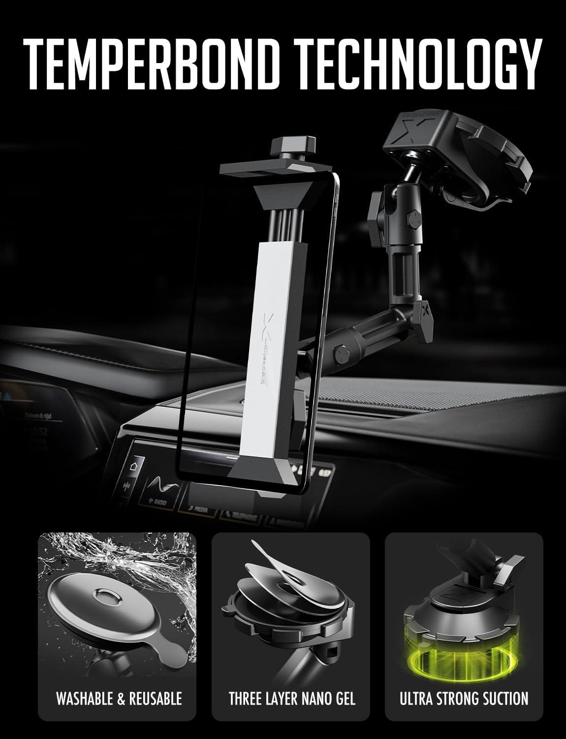 Bracketron HD Tablet Dock PRO Dashboard and Windshield Metal Clamp Mount Universal Tablet Holder for Cars and Trucks, Compatible with Tablets Up to 10 Inches Wide