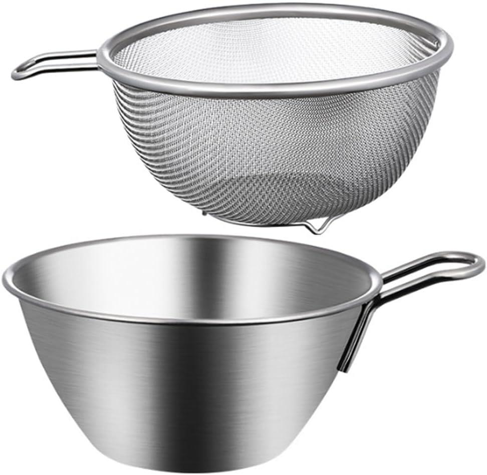 1 Set Colander with Bowl Fine Mesh Strainer Stainless Steel Strainer Kitchen Mixing Bowl Basin