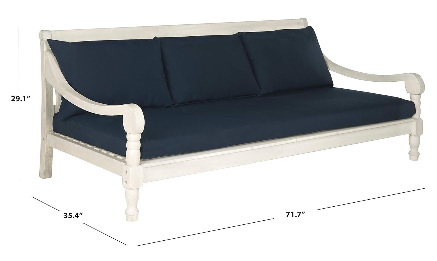 SAFAVIEH  OUTDOOR Pasadena Day Bed Antique White / Navy