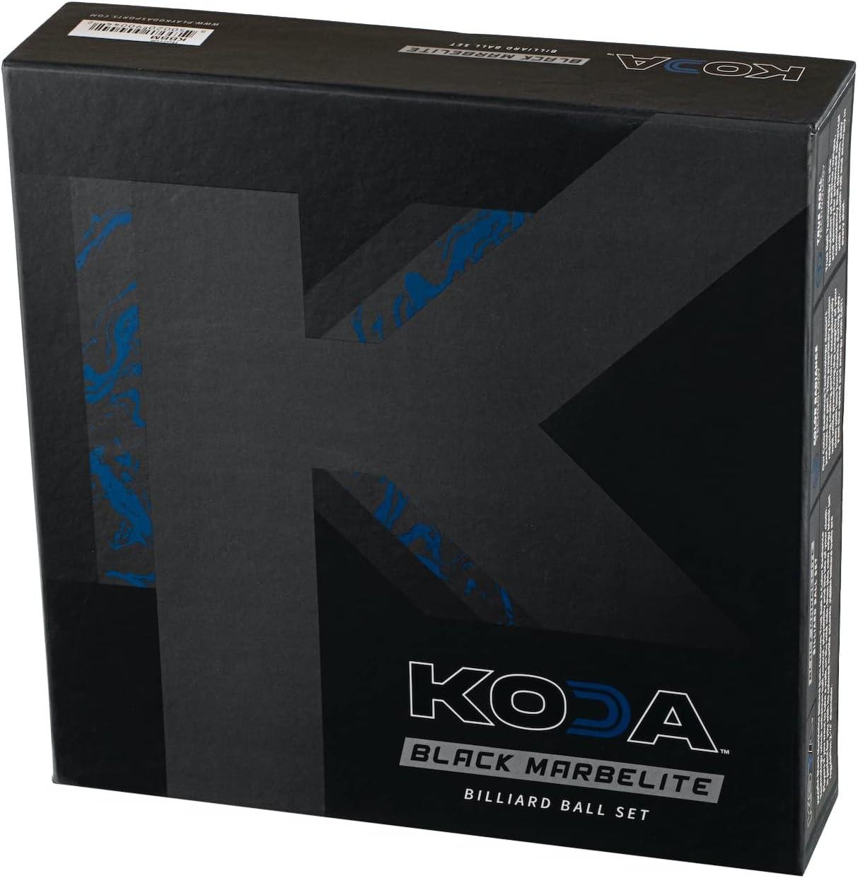 Koda Black Marbelite Swirl Billiards Pool Balls Set, 2.25 Inches