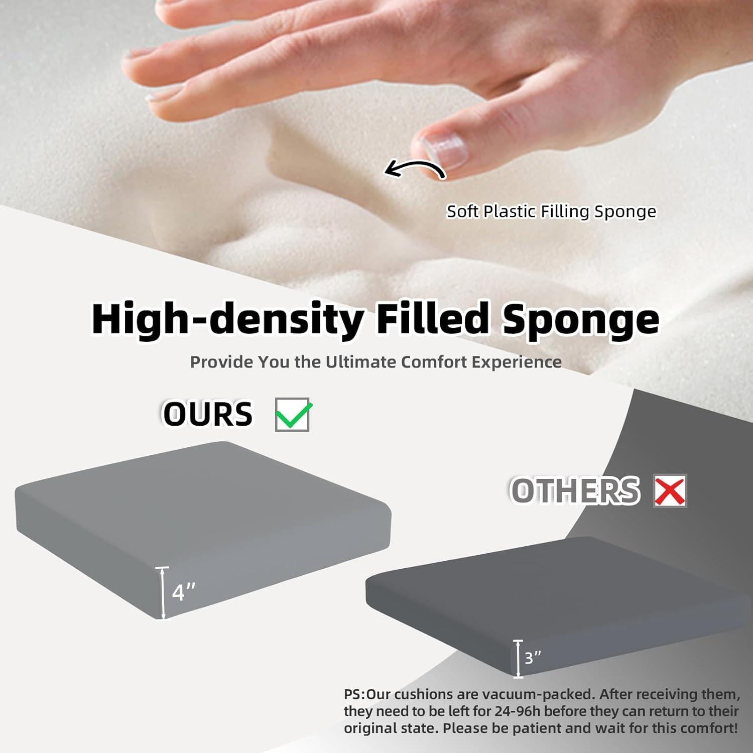 AECOJOY Patio Furniture Set, 7 Pieces Outdoor Patio Furniture with Dining Table&Chair, All Weather Wicker Conversation Set with Ottoman, Grey Rattan&Grey Cushion