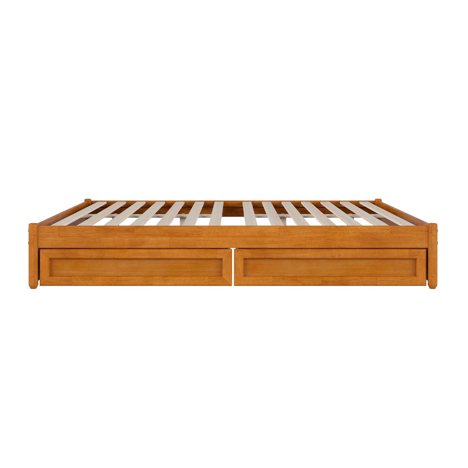 Barcelona Light Toffee King Wood Frame Platform Bed with Storage Drawers