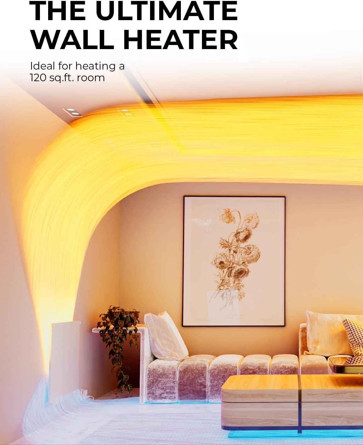 Wall Mount Space Heater Panel- 400 Watt Convector Heater, 120V Electric Heat Reflector | Ideal for 200 Sq Ft Room