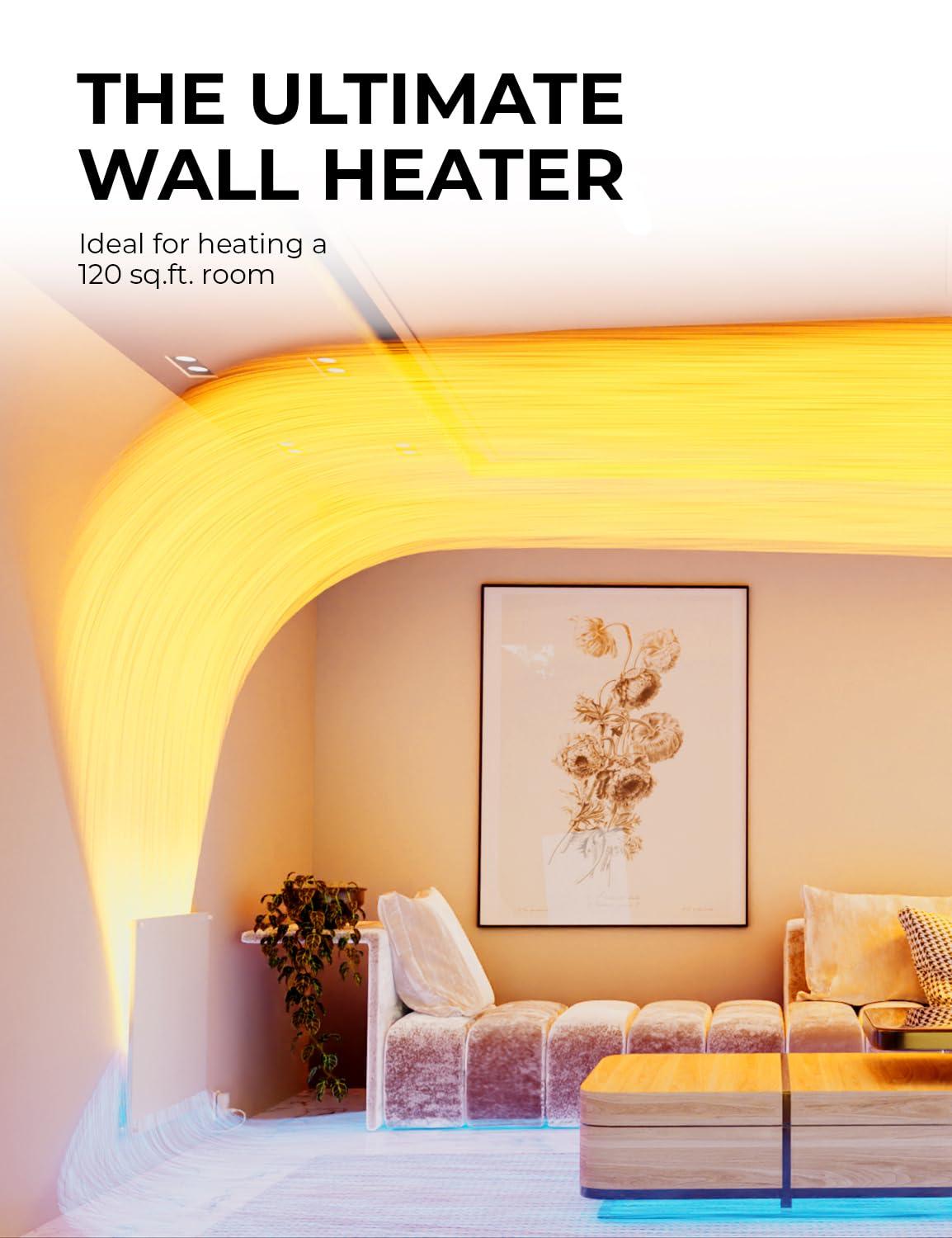Wall Mount Space Heater Panel- 400 Watt Convector Heater, 120V Electric Heat Reflector | Ideal for 200 Sq Ft Room