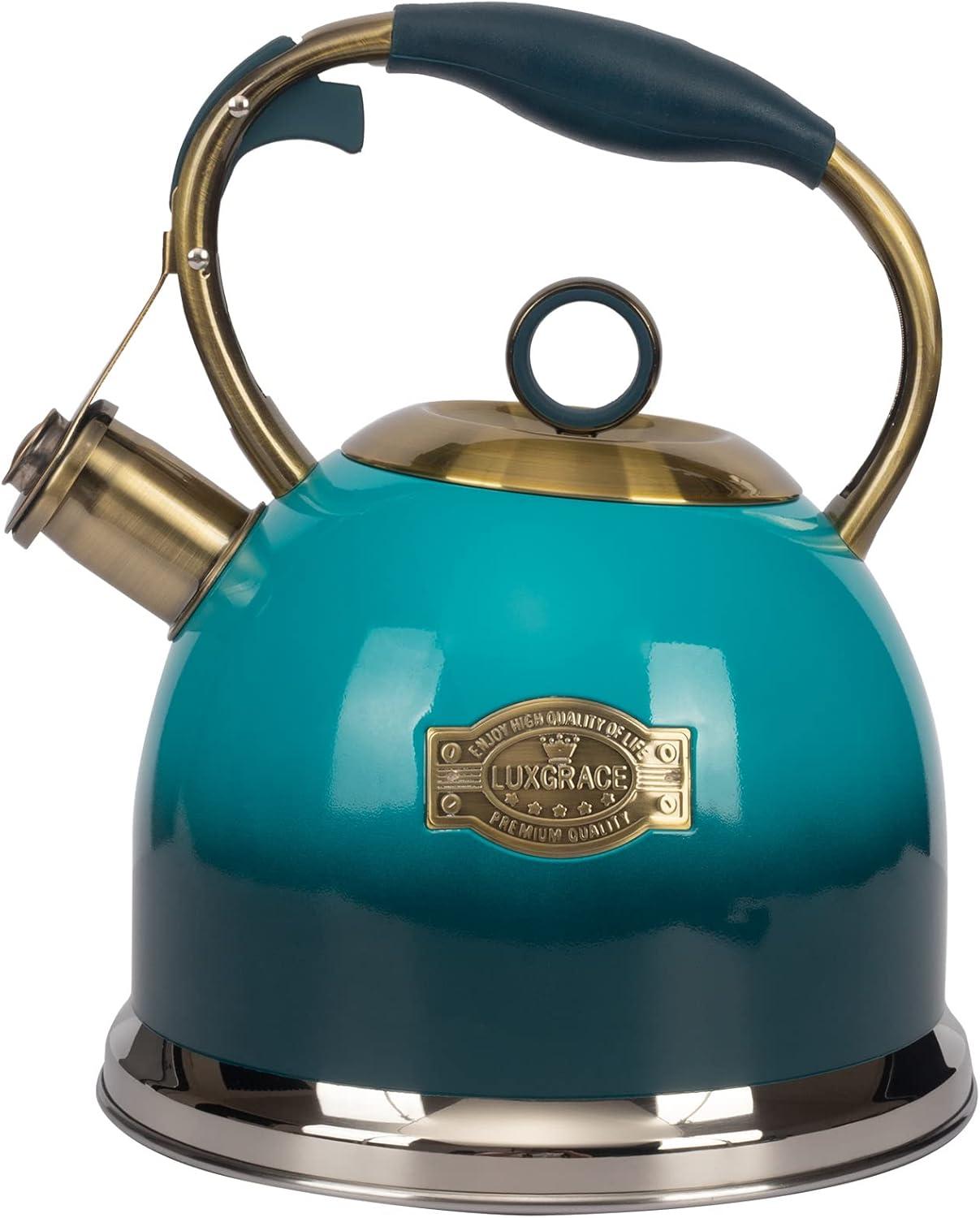 3-Quart Teal Stainless Steel Whistling Tea Kettle