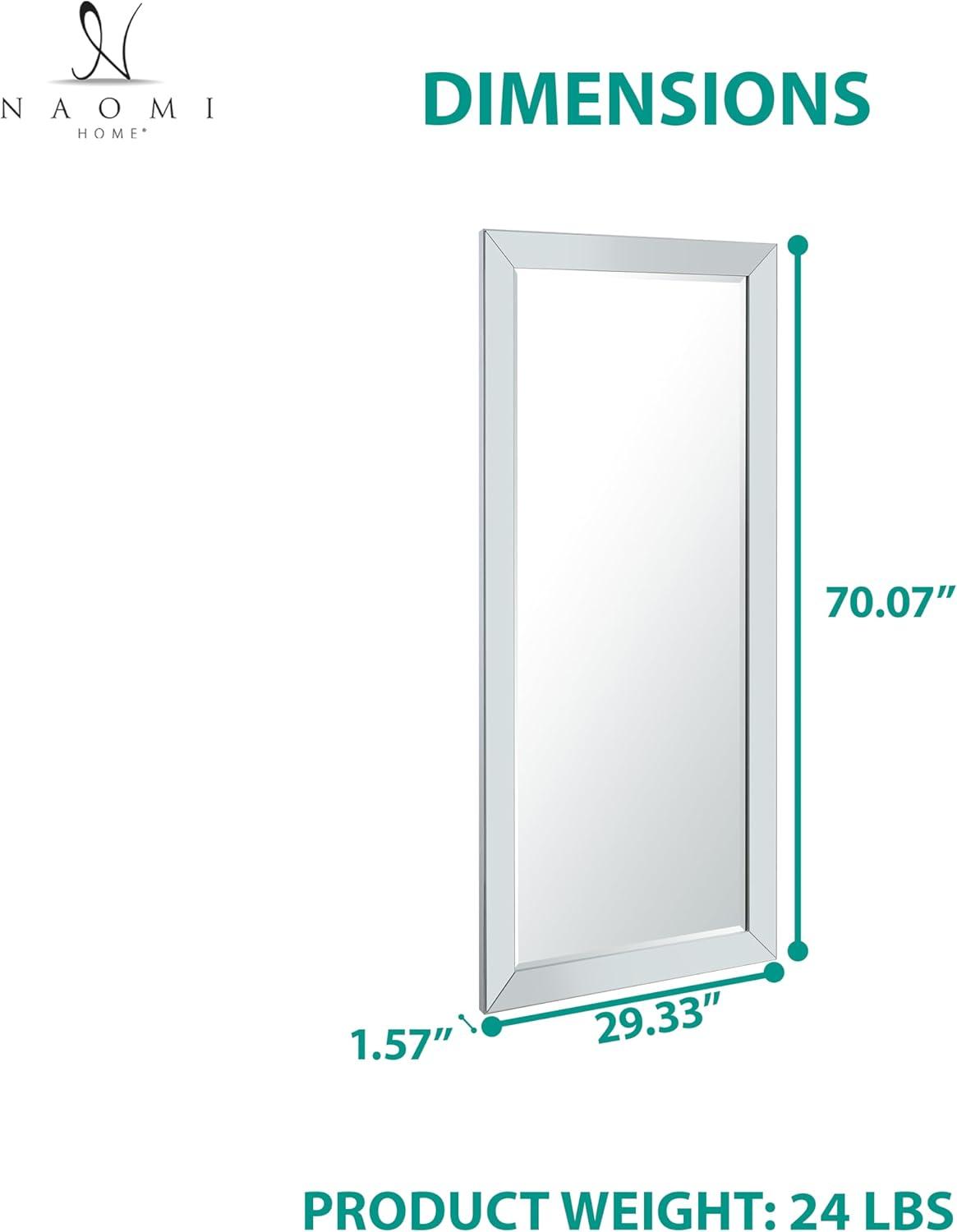 Mirrored Bevel Floor Mirror 70" x 30" by Naomi Home