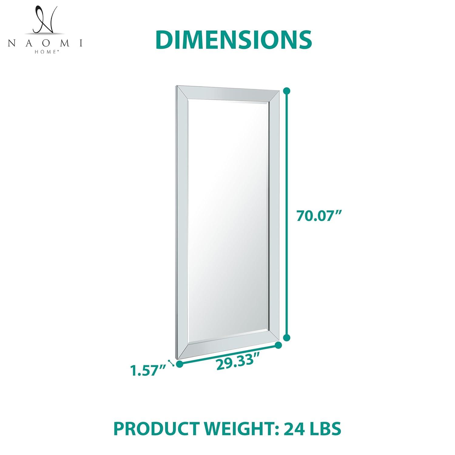 Mirrored Bevel Floor Mirror 70" x 30" by Naomi Home