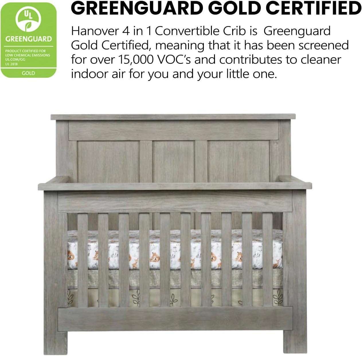 SOHO BABY Hanover 4-in-1 Convertible Crib - Oak Gray