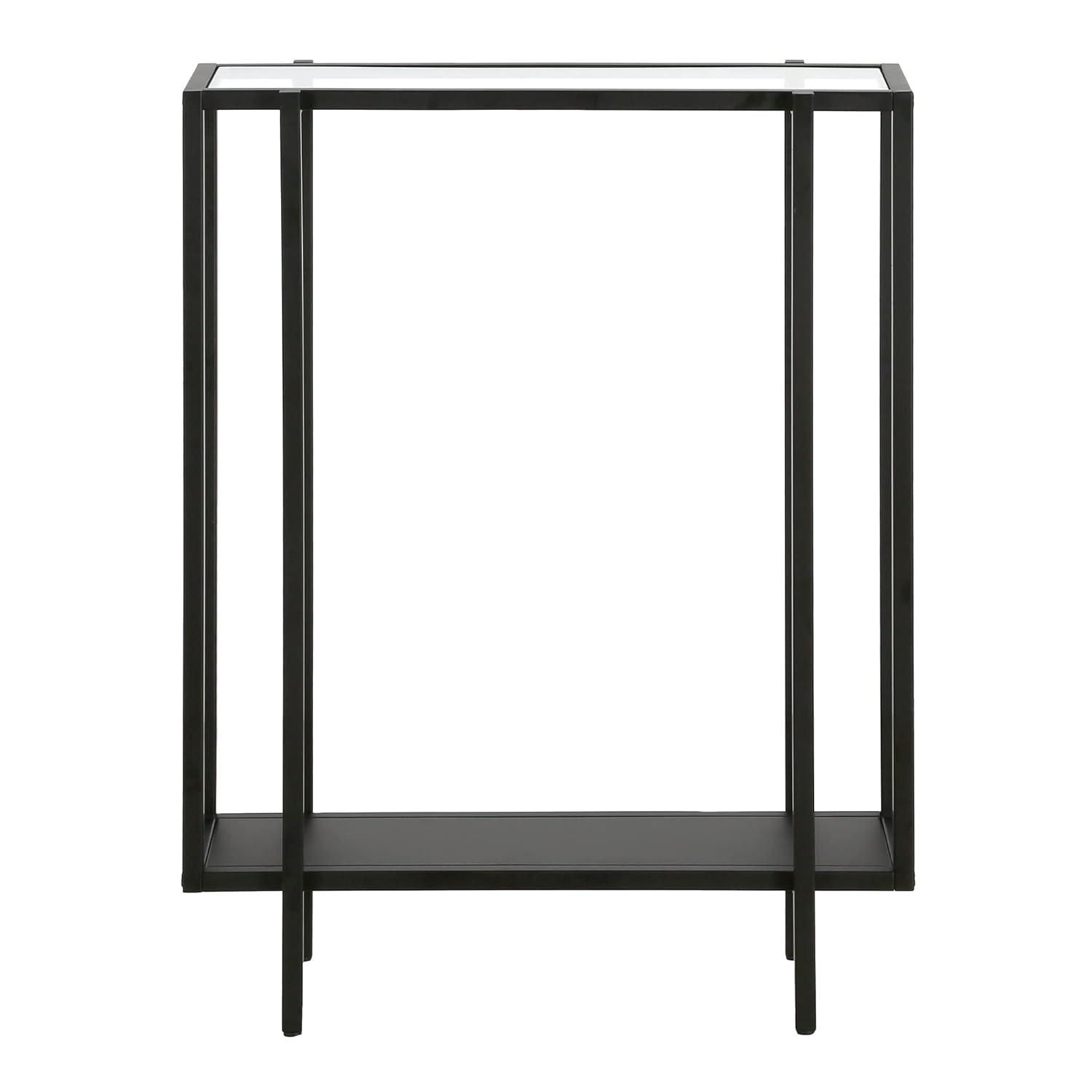 Evelyn&Zoe Vireo 42" Wide Rectangular Console Table with Metal Shelf, Blackened Bronze