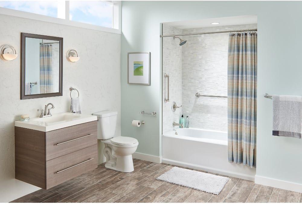 Carlisle 16 in. Decorative Grab Bar in SpotShield Satin Nickel
