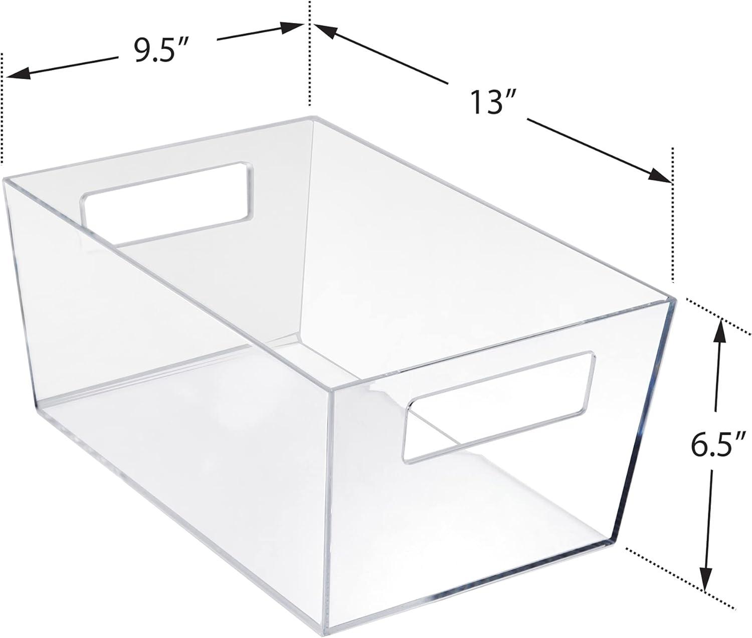 Azar Displays X-Large Organizer Storage Tote Bin with Handle 13"W x 9.5"D x 6.5"H, 4-Pack (Set of 4)