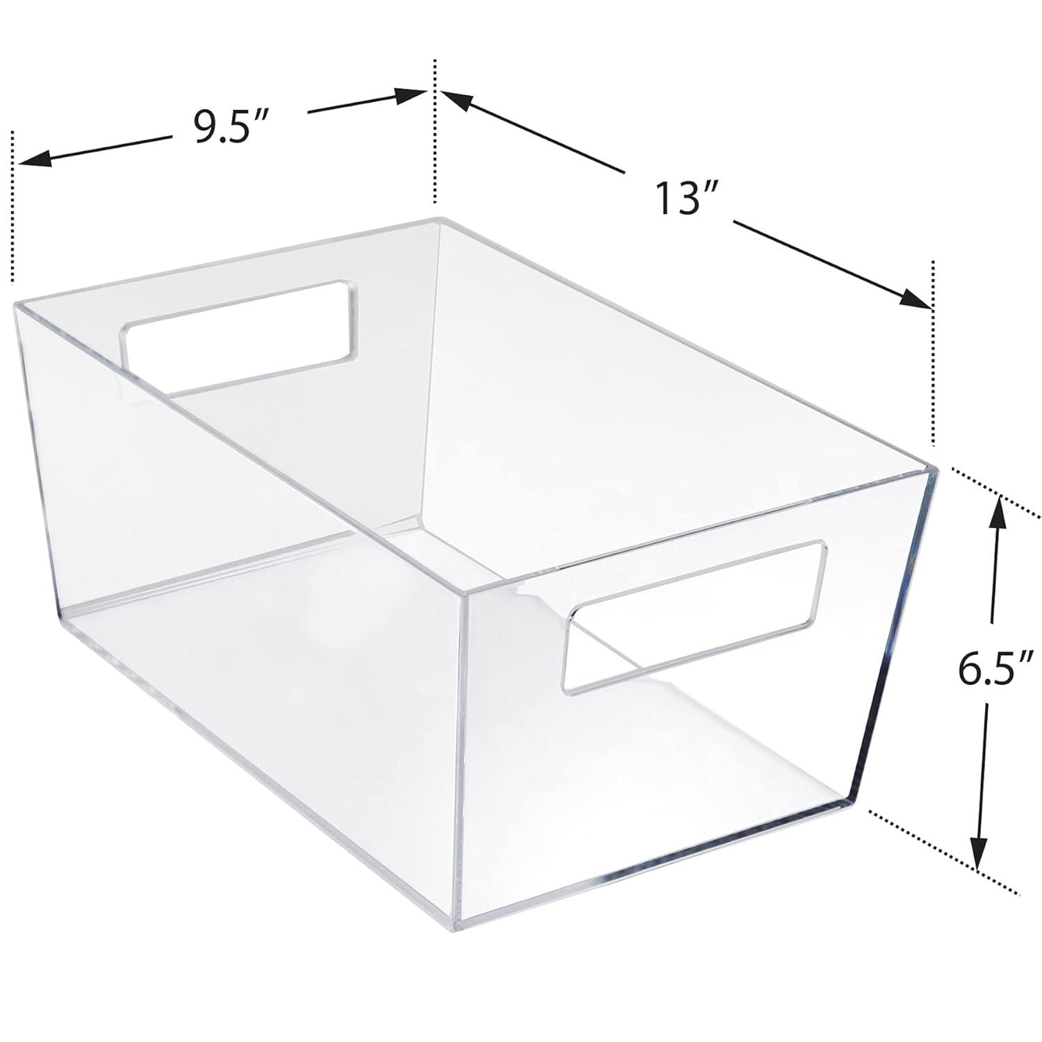 Azar Displays X-Large Organizer Storage Tote Bin with Handle 13"W x 9.5"D x 6.5"H, 4-Pack (Set of 4)