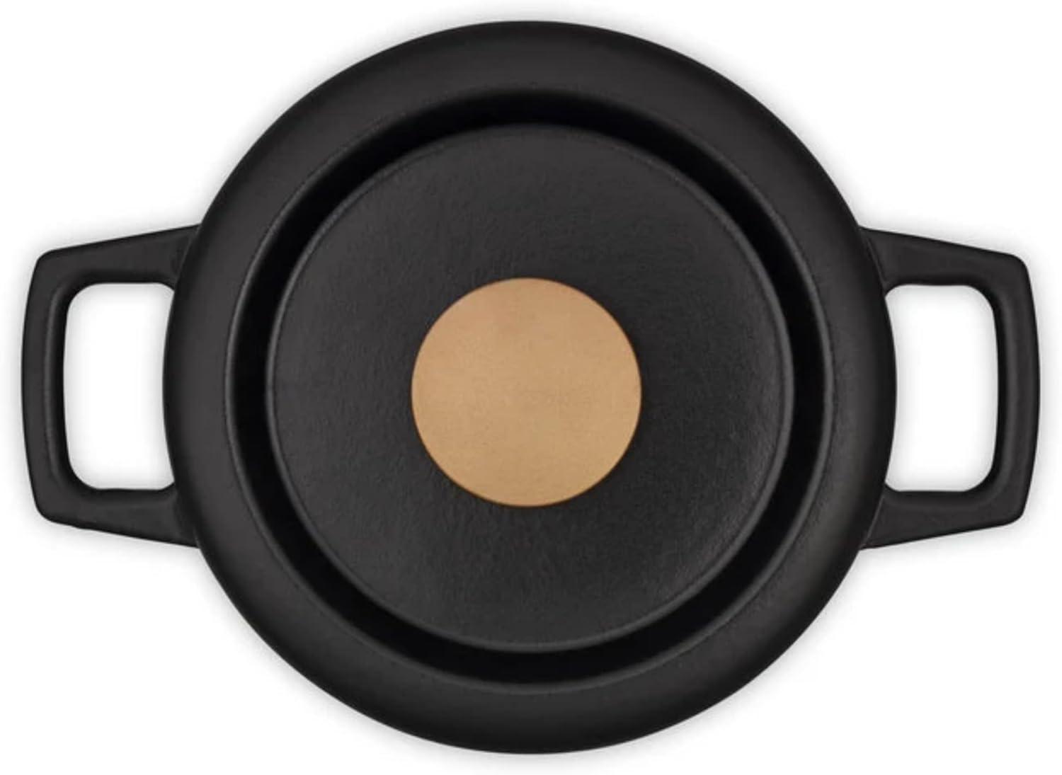 Alva 2 Qt Black Enameled Cast Iron Dutch Oven with Bamboo Inserts