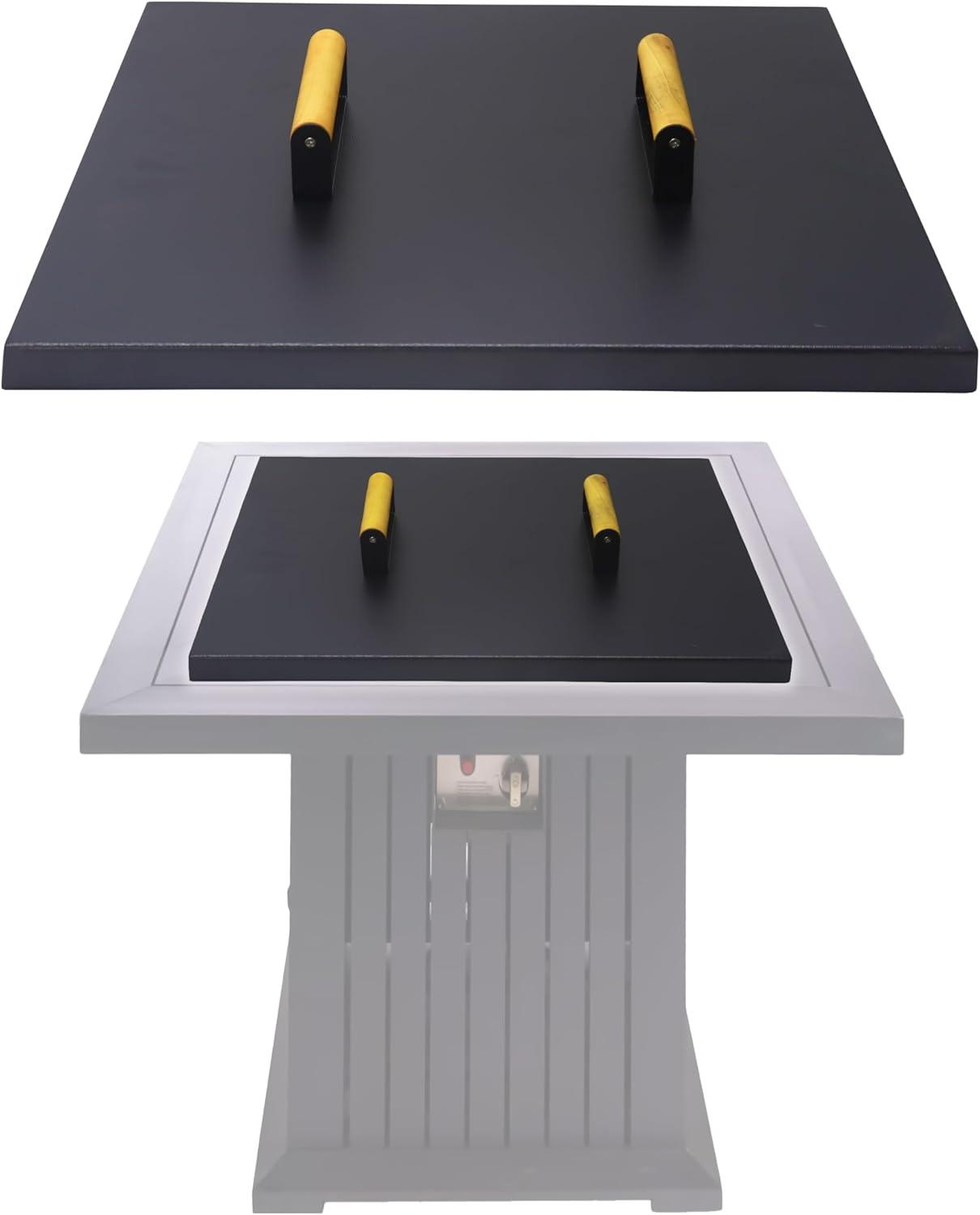 FEBTECH Fire Pit Snuffer Lid - Fire Pit Lid Square 34X34 Fire Pit Cover Square, Rust Resistant Firepit Lid,Carbon Steel Fire Pit Table Lid Square, Compatible For Firepit & Firepit Table Inside Dia Up To 32".