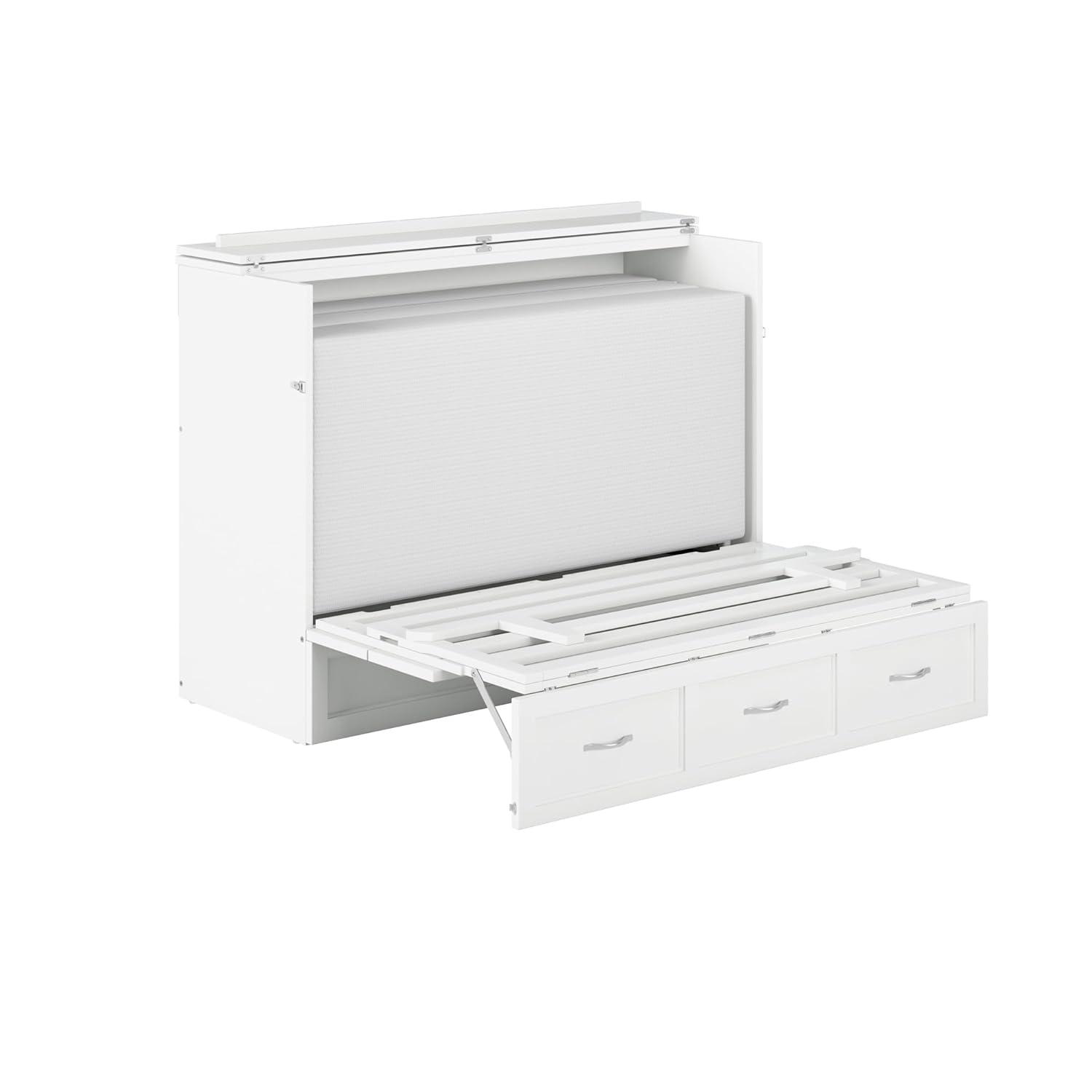 Full Deerfield Murphy Bed Chest USB Turbo Charger White - AFI