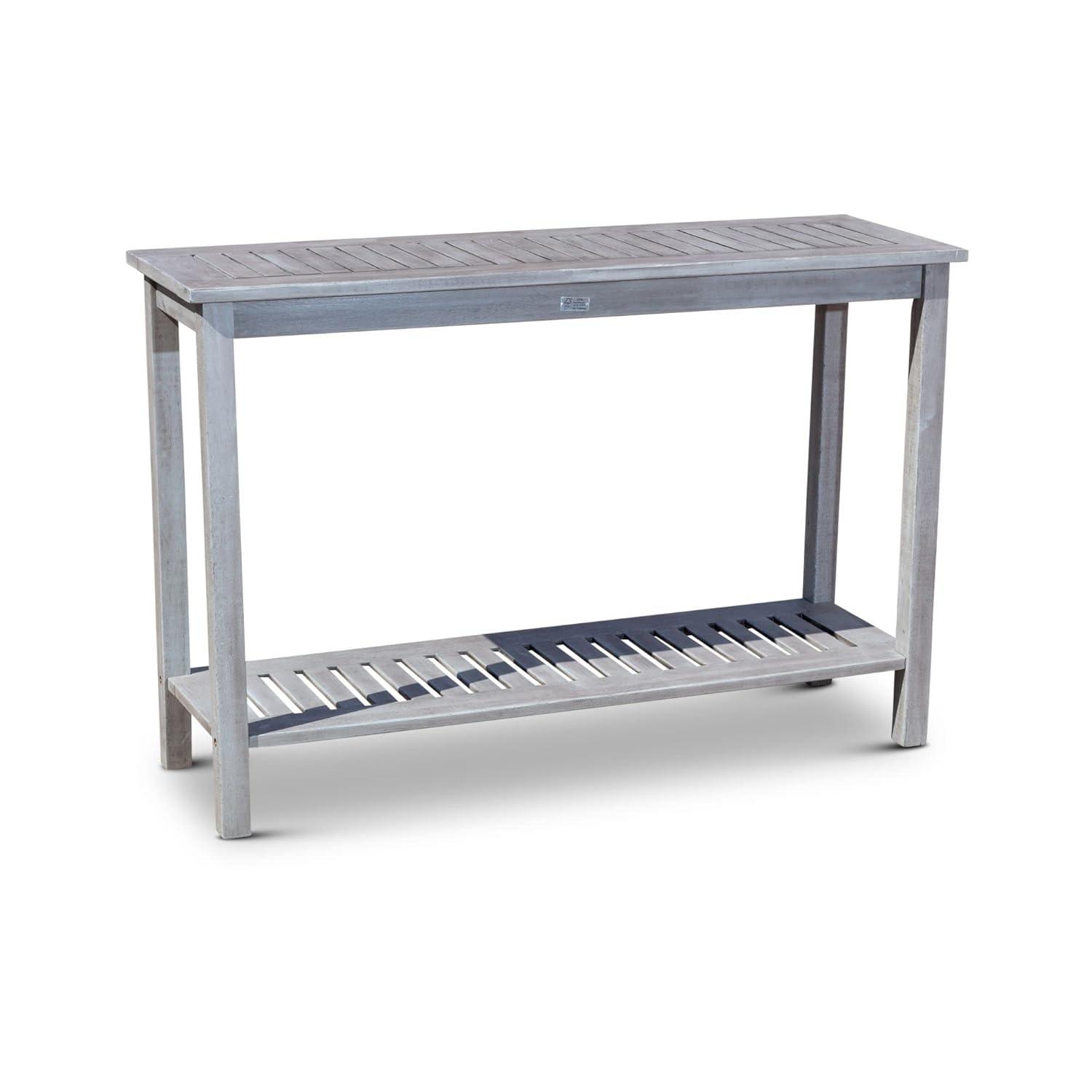 DTY  Outdoor Living Longs Peak Eucalyptus Console Table Driftwood Gray