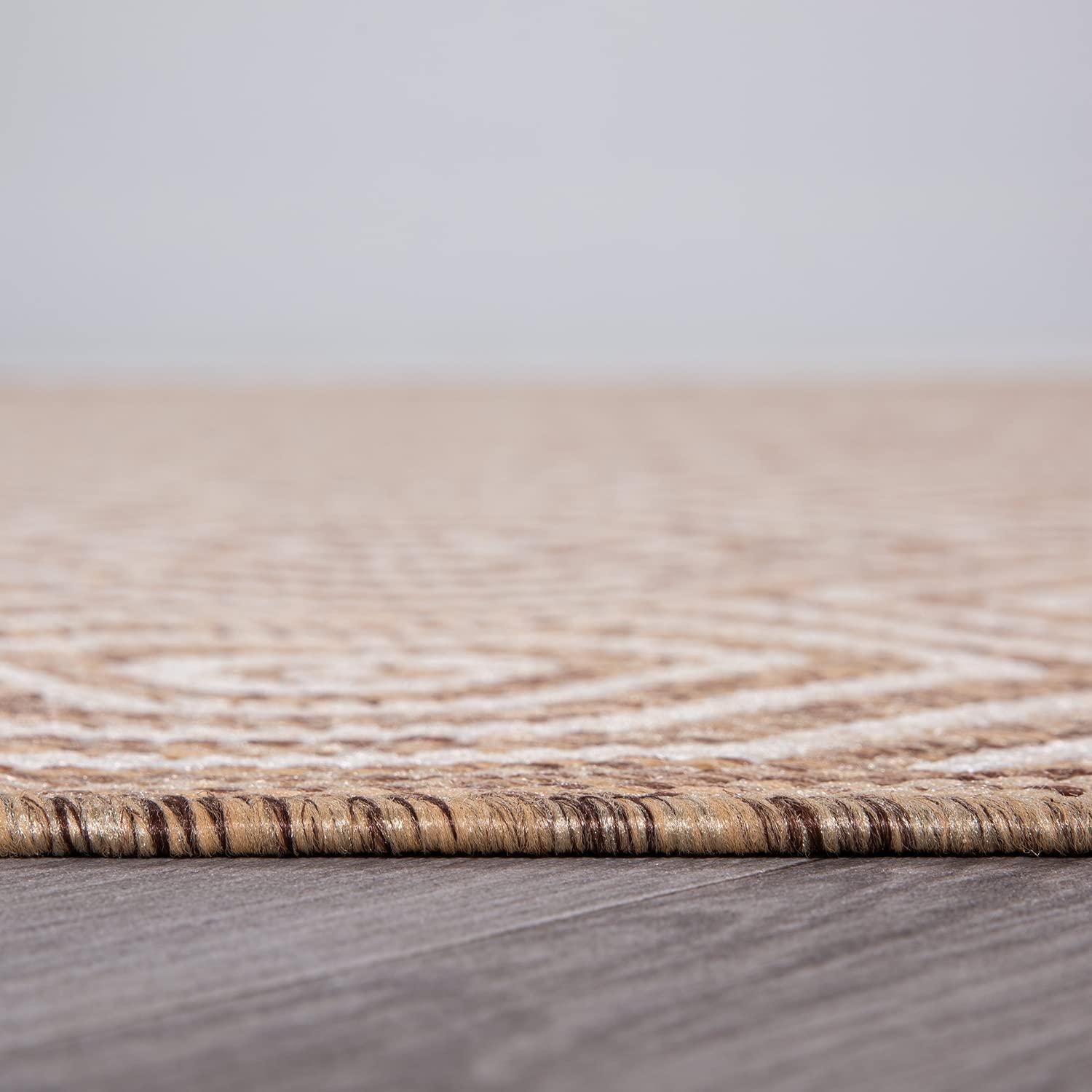 World Rug Gallery Modern Geometric Textured Flat Weave Indoor/Outdoor Area Rug - BROWN 7'10"X10'