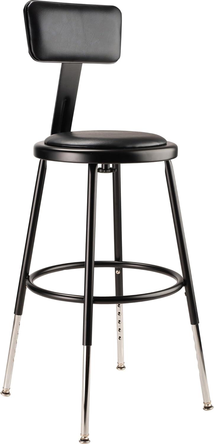 Backed Adjustable Height Ergonomic Industrial Stool with Footring