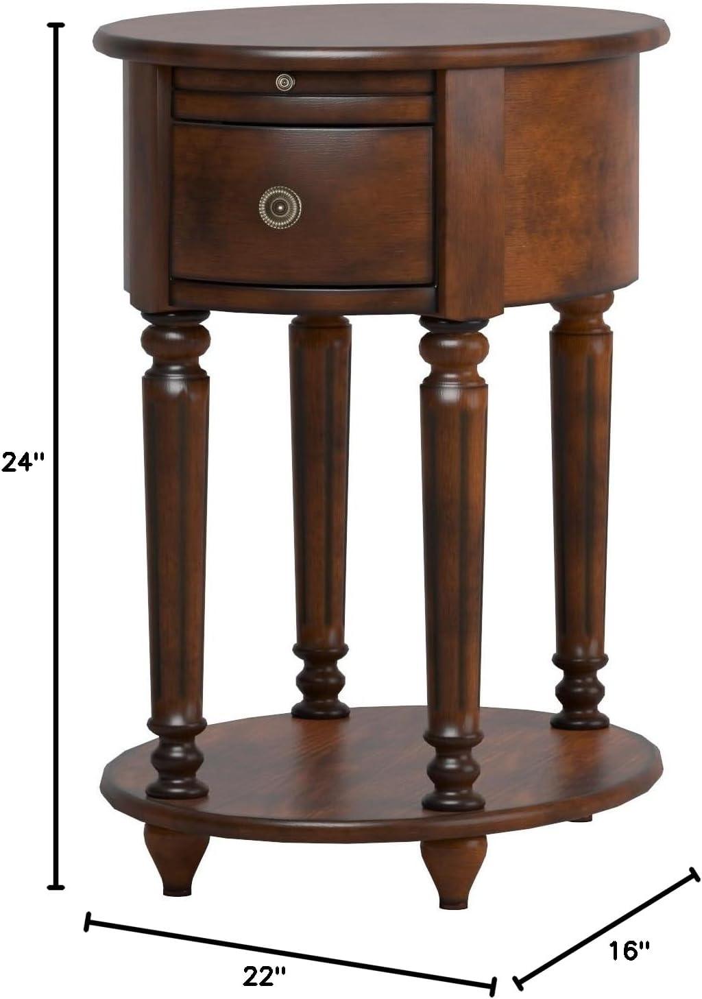 Alluring Side Table Dark Oak Brown- Saltoro Sherpi