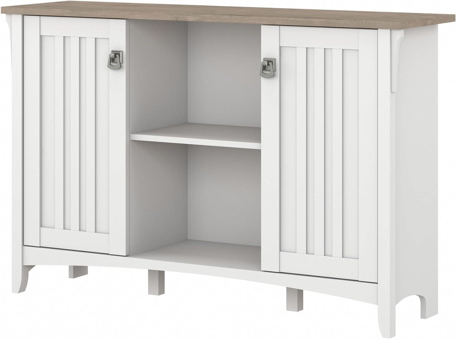 Bush Furniture Salinas Accent Storage Cabinet with Doors, Pure White & Shiplap Gray