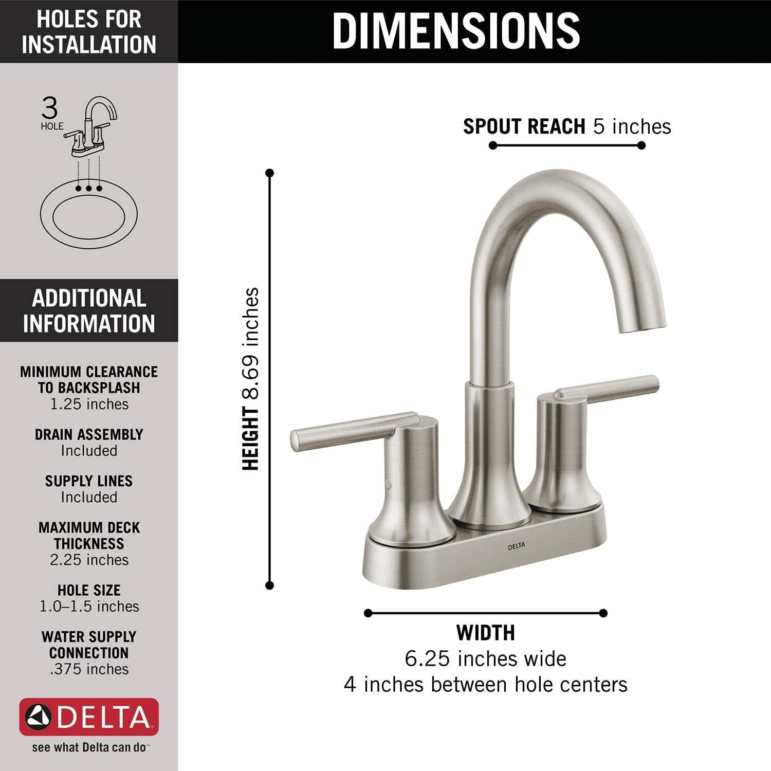 Sleek Trinsic 8'' Stainless Steel Modern Centerset Bathroom Faucet