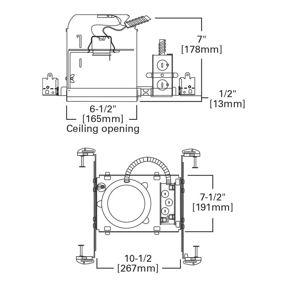 6-Pack Aluminum 6" IC Rated Recessed Housing for LED and Incandescent